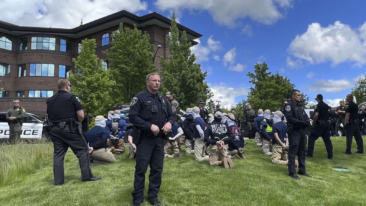 Authorities arrest alleged members of the white supremacist group Patriot Front near an Idaho Pride event on Saturday, after they were found packed into the back of a U-Haul truck with riot gear.