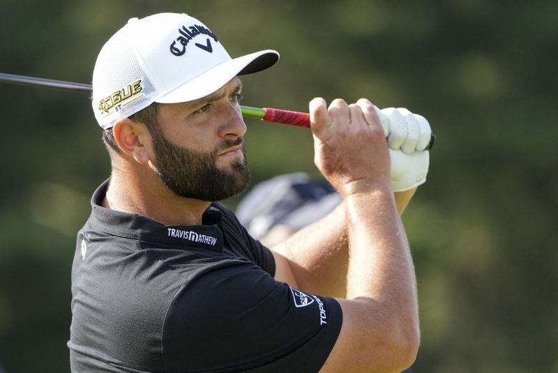 Jun 16, 2022; Brookline, Massachusetts, USA; Jon Rahm plays his shot from the third tee during the first round of the U.S. Open golf tournament at The Country Club.