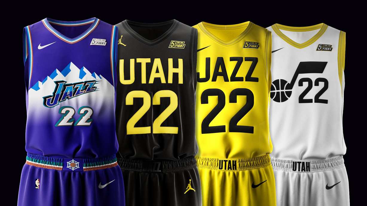 The four jerseys the Jazz will wear in 2022-23 season.