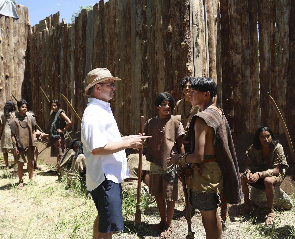 Director Adam Anderegg speaks with actors during the final filming season of The Church of Jesus Christ of Latter-day Saints’ production of the Book of Mormon videos at the LDS Motion Picture Studios South in Provo on Friday.