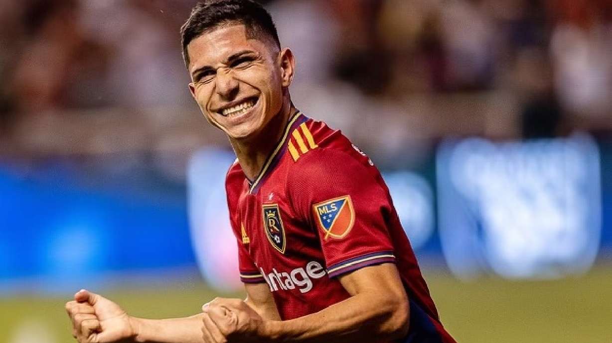 Jefferson Savarino celebrates his first goal since returning to RSL in May.