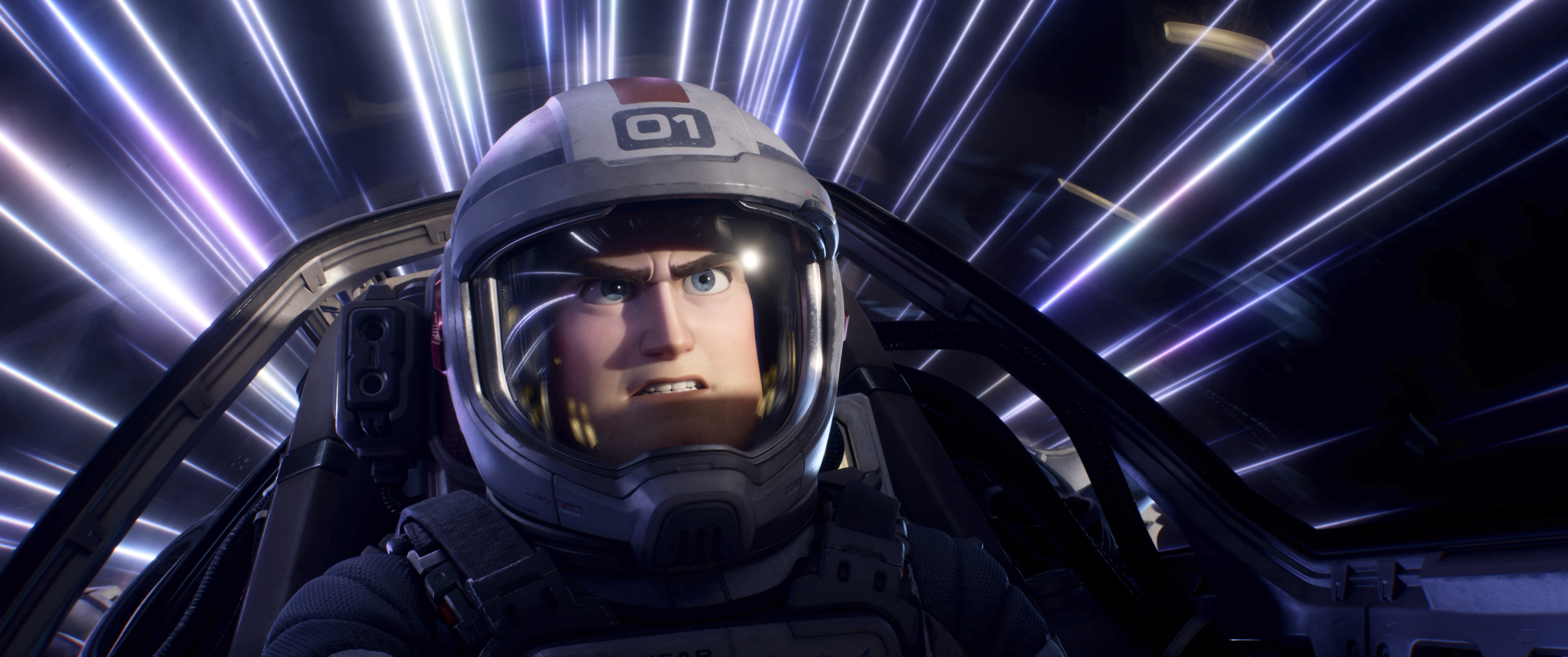 This image released by Disney/Pixar shows character Buzz Lightyear, voiced by Chris Evans, in a scene from the animated film "Lightyear." It earned $51 million at the box office in its debut weekend in North America.