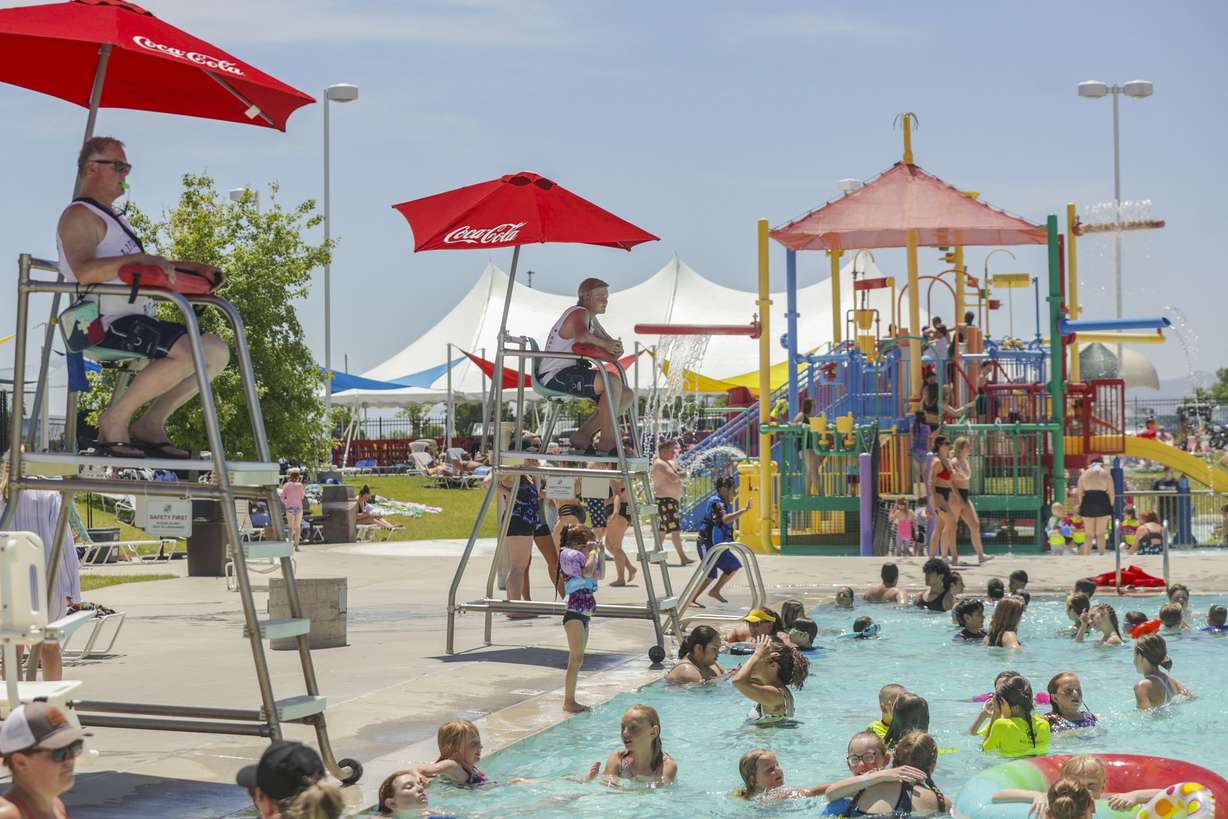 Lifeguards at the Kearns Oquirrh Park Fitness Center watch swimmers at the pool in Kearns on June 10.