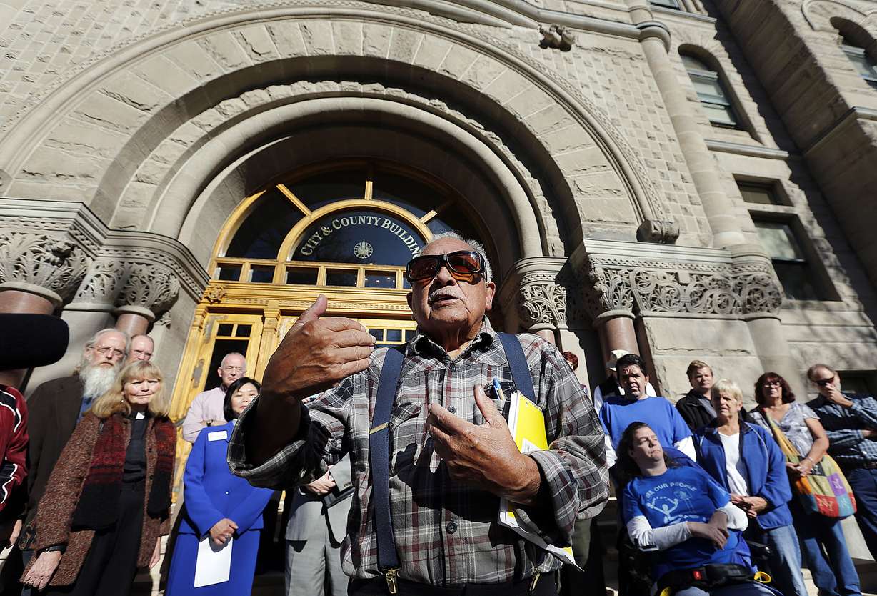 Robert "Archie" Archuleta speaks during a press conference at the City-County Building about the need for more affordable housing in Salt Lake City on Friday, Nov. 11, 2016. Archuleta died in 2019 at the age of 88.