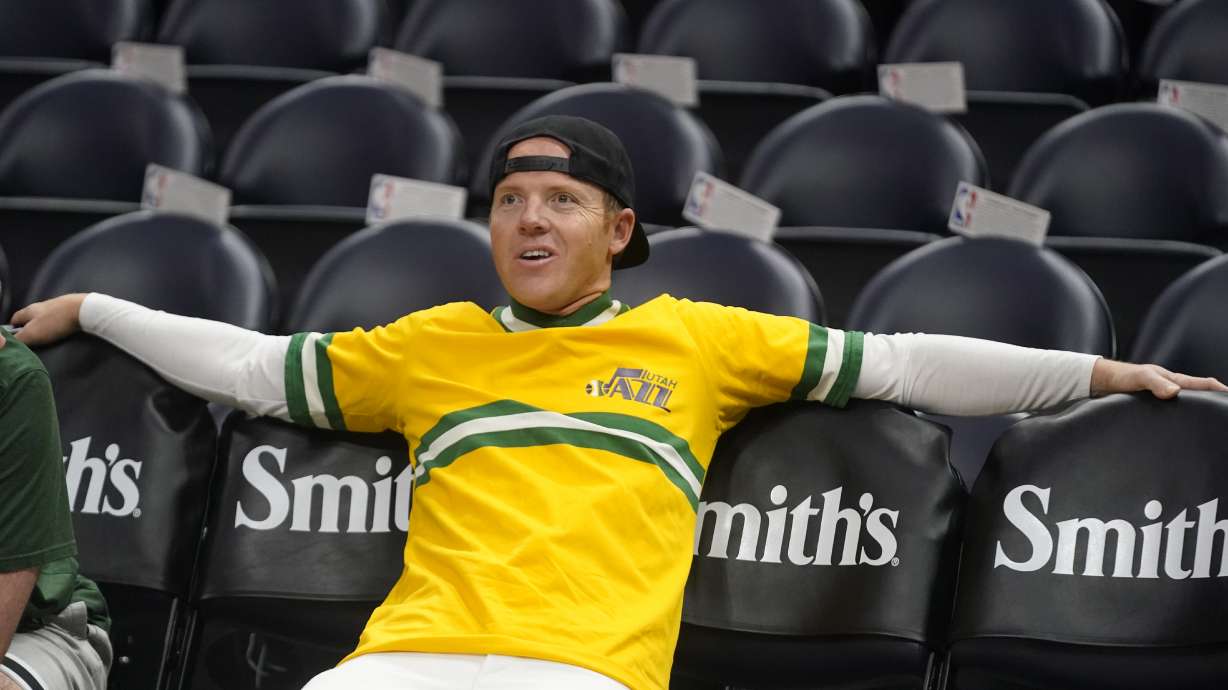 Utah Jazz owner Ryan Smith looks on before the start of their NBA basketball game against the Chicago Bulls Wednesday, March 16, 2022, in Salt Lake City.