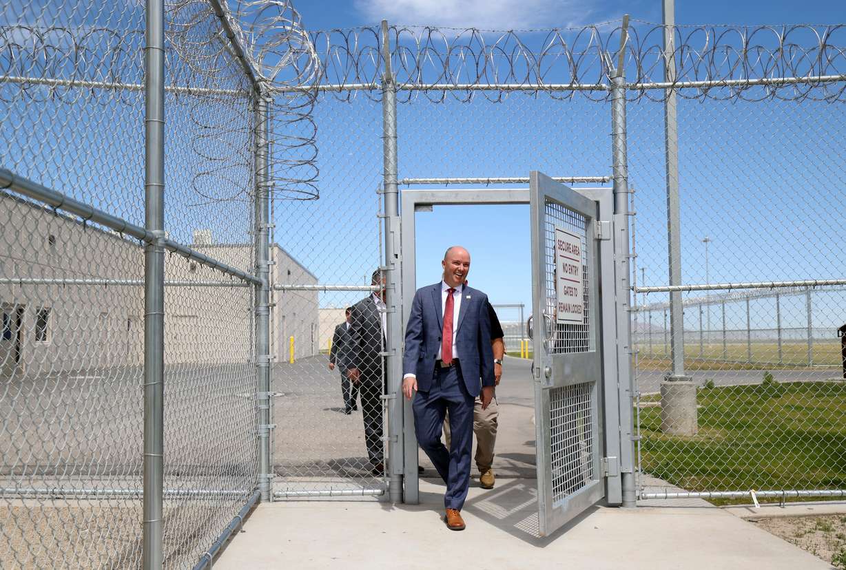 Gov. Spencer Cox tours the new Utah State Correctional Facility after a ribbon-cutting ceremony in Salt Lake City on Wednesday.