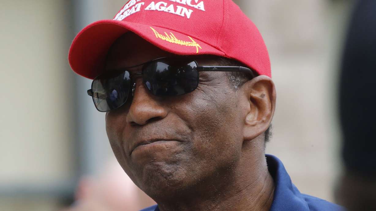 Burgess Owens looks on during a “Blue Rally” to support men and women of law enforcement, in Salt Lake City on June 20, 2020. What Owens had to say NFL commissioner Roger Goodell in a hearing over what he says is the league's long-standing bias against Black athletes.
