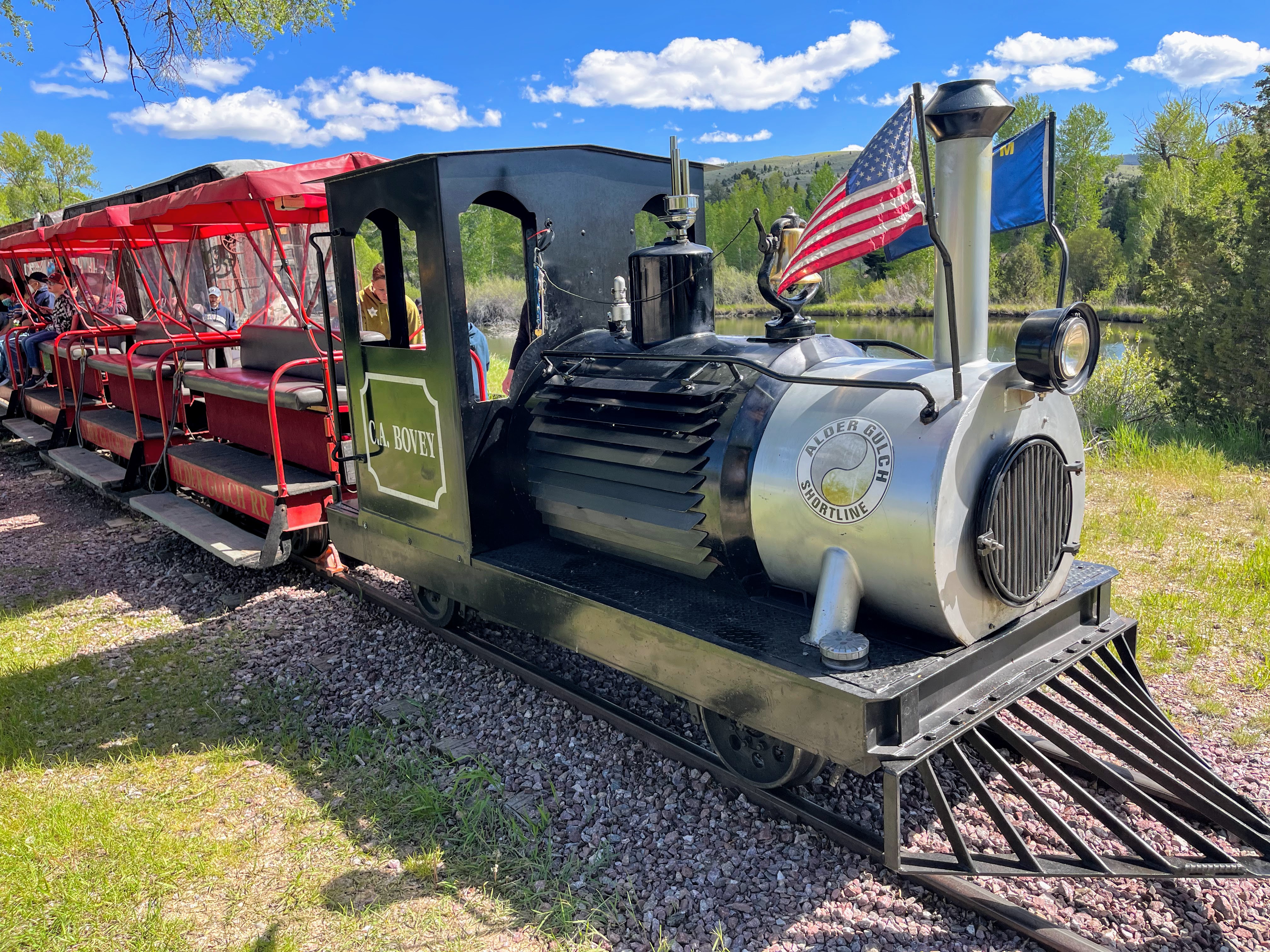 The best way to reach Nevada City, Montana, is to ride the Alder Gulch Shortline Railroad.