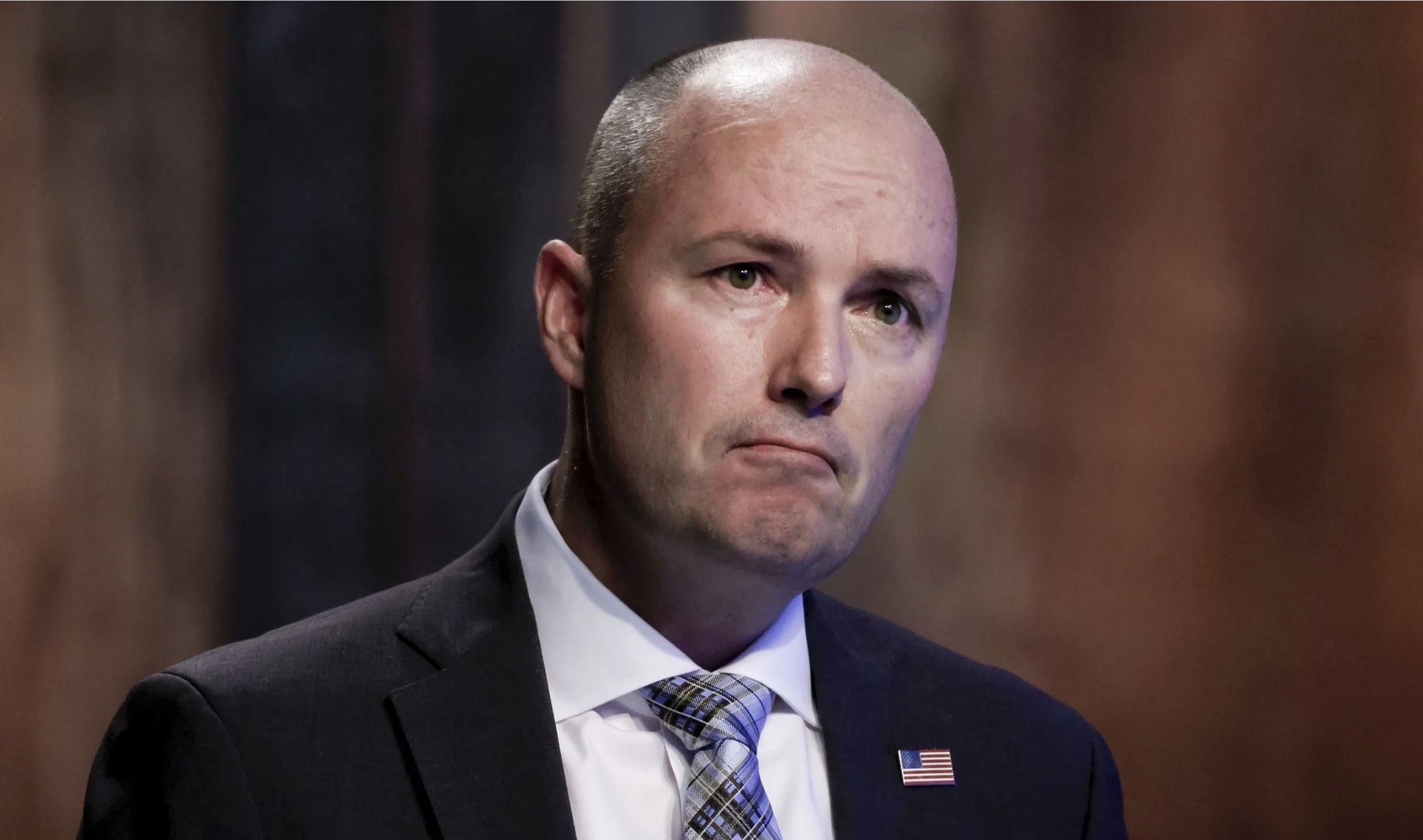 Gov. Spencer Cox speaks at the PBS Utah Governor’s Monthly News Conference at the Eccles Broadcast Center in Salt Lake City on June 16. In a tweet on Thursday, Cox criticized President Joe Biden’s call for a temporary suspension of the federal gas tax and said the proposal would lead to more deficit spending and more inflation.