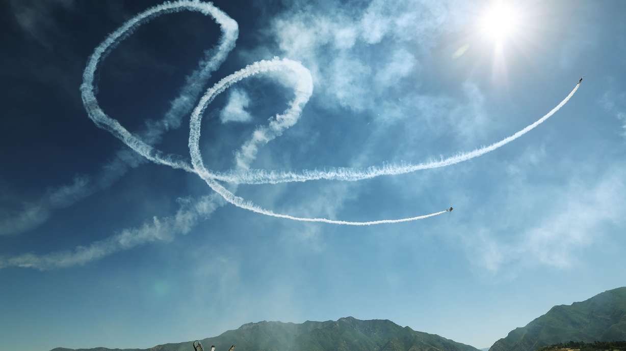 Yellow Thunder Formation aerobatic team performs during Warriors Over the Wasatch Air and Space Show at Hill Air Force Base in Layton on Saturday.