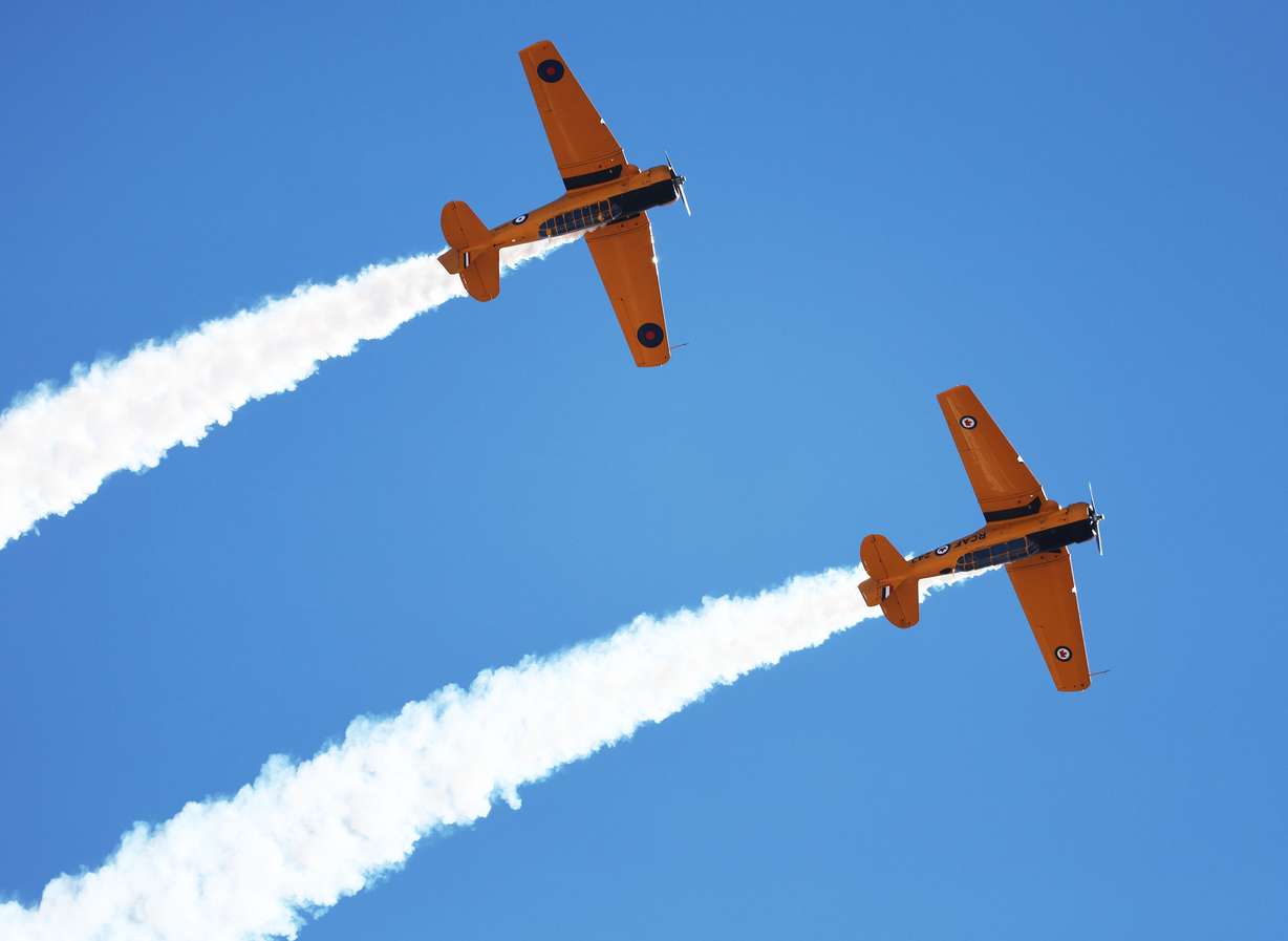 Yellow Thunder Formation aerobatic team perform during Warriors Over the Wasatch Air and Space Show at Hill Air Fore Base in Layton on Saturday.