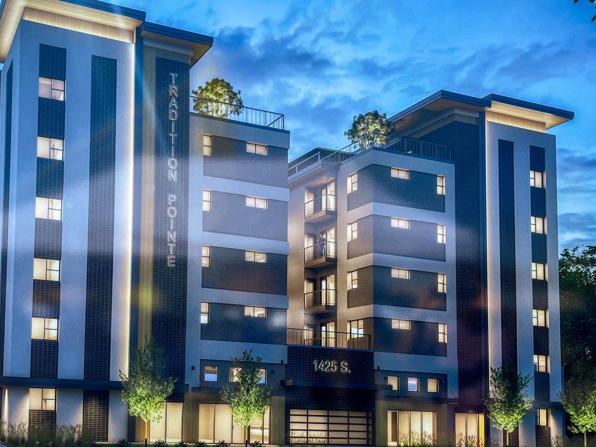 A rendering of the Tradition Pointe Luxury Apartments project in Salt Lake City's Ballpark neighborhood. The project is expected to be completed either in late 2023 or early 2024.