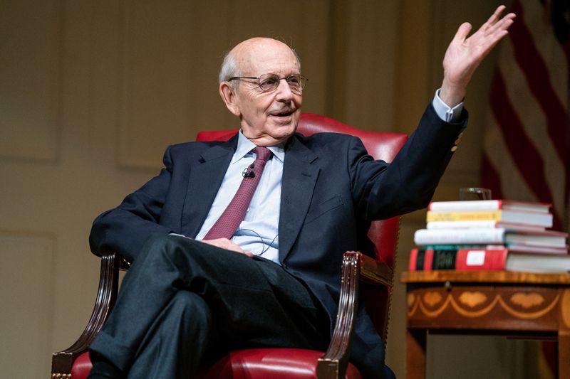 Supreme Court Justice Stephen Breyer speaks during an event at the Library of Congress in Washington, on Feb. 17. Breyer will officially retire on Thursday.