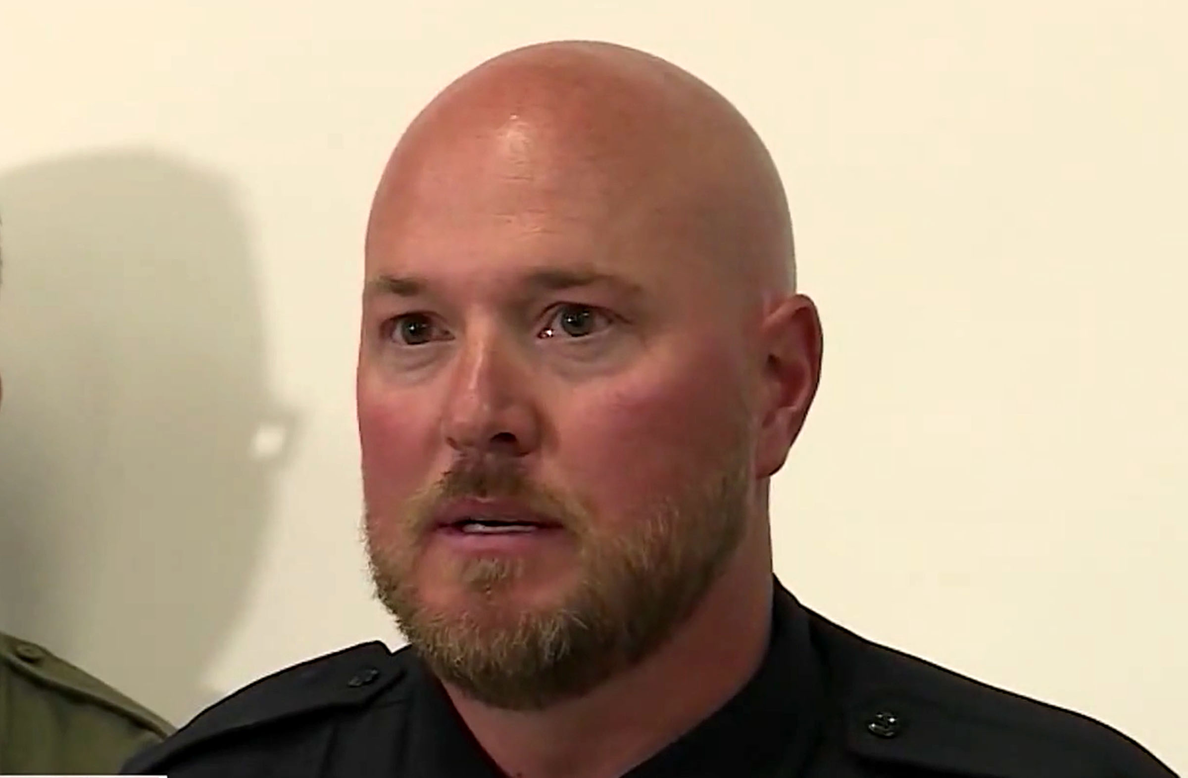 Rory Bradley speaks during a press conference in September of 2019. The former police chief of Wellington, Carbon County, was charged Friday with billing the city and state for overtime hours that prosecutors say he didn't actually work.