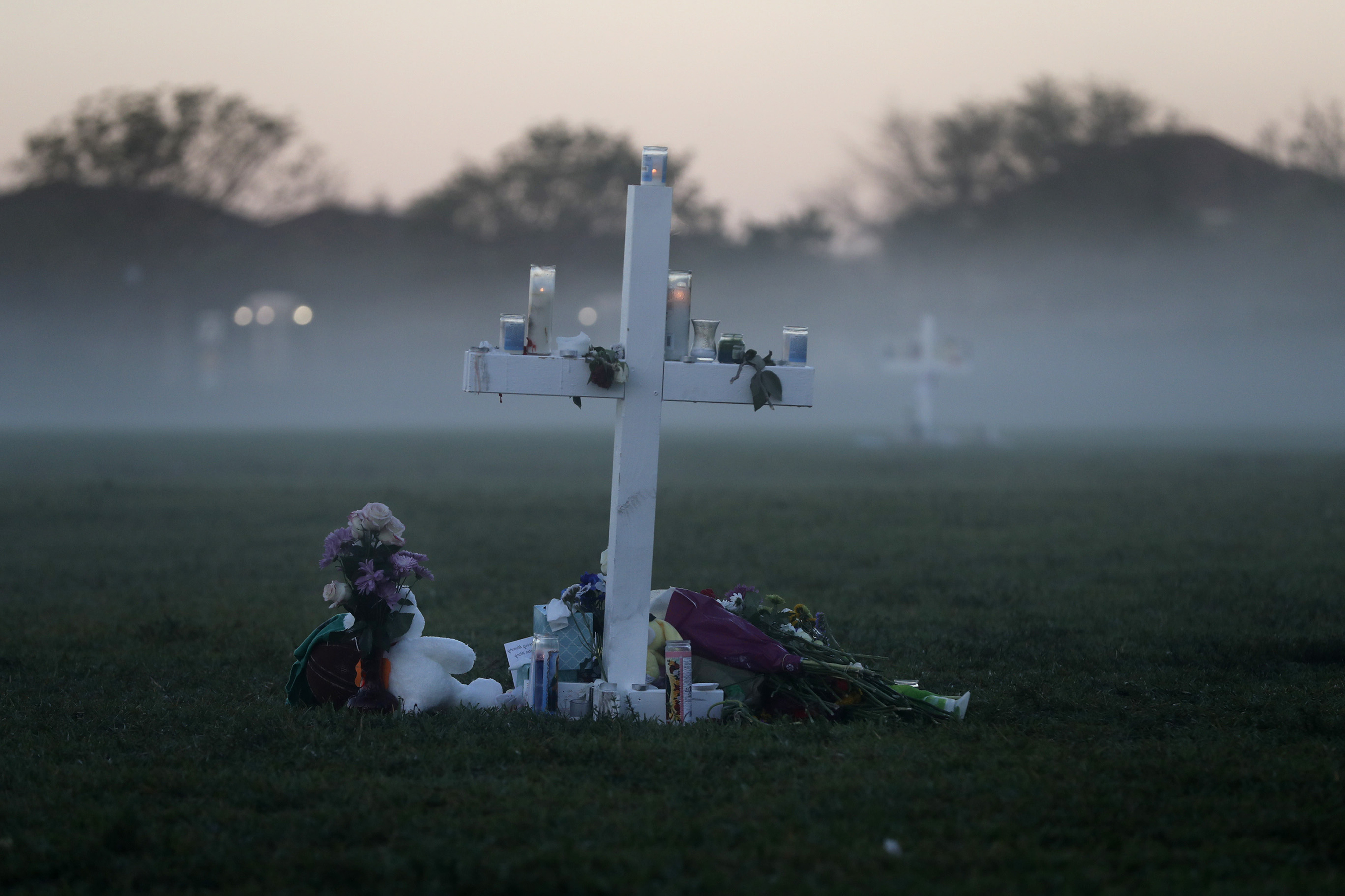 An early morning fog rises where 17 memorial crosses were placed for the 17 students and faculty killed in the shooting at Marjory Stoneman Douglas High School in Parkland, Fla. The 12 jurors and 10 alternates chosen this past week to decide whether Cruz is executed will be exposed to horrific images and emotional testimony, but must deal with any mental anguish alone.