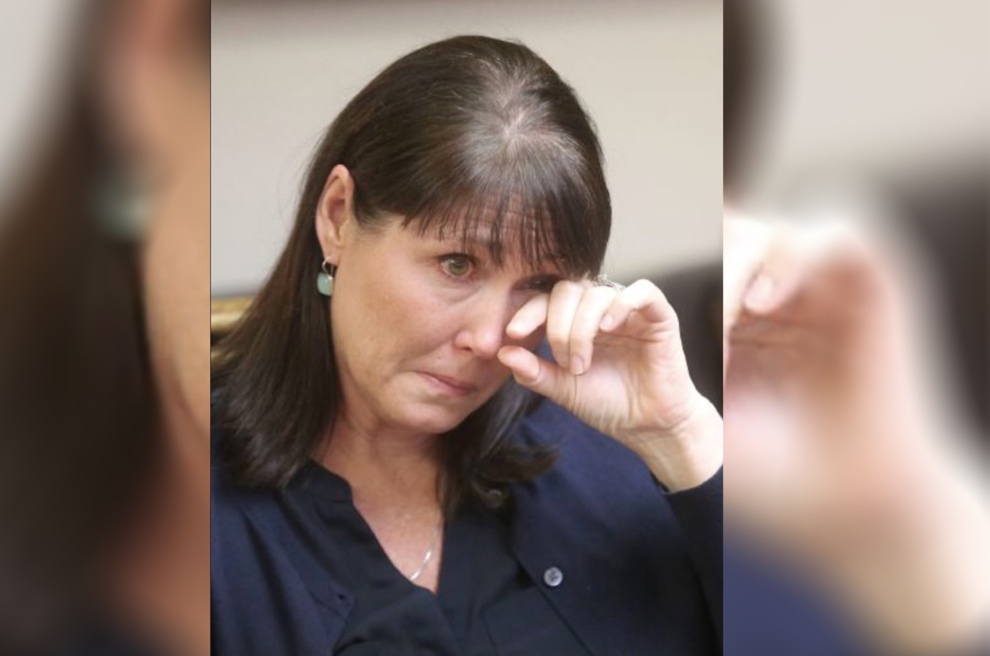 Tiffany James, mother of Zane James, wipes a tear away during a news conference about a civil rights complaint she and her husband filed against Cottonwood Heights and the officer who killed their son in Salt Lake City on May 16, 2018. Cottonwood Heights' insurance provider has reached a $4 million settlement with James' parents.