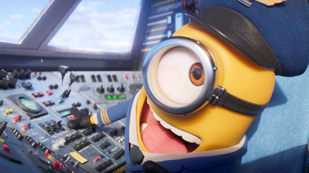 This image released by Universal Pictures shows Stuart the Minion in a scene from "Minions: The Rise of Gru."