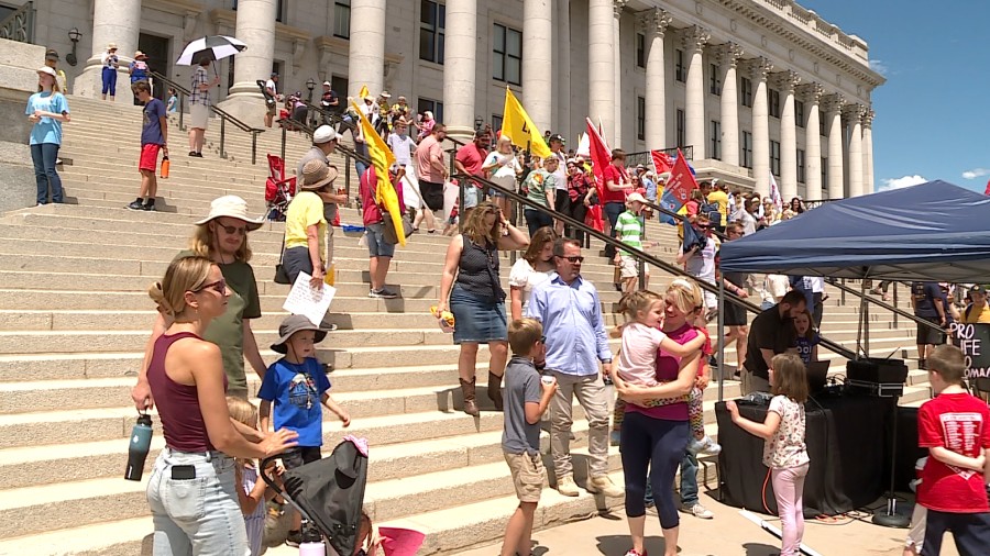 Anti-abortion supporters gathered at the Utah Capitol this weekend to celebrate the overturning of Roe v. Wade.