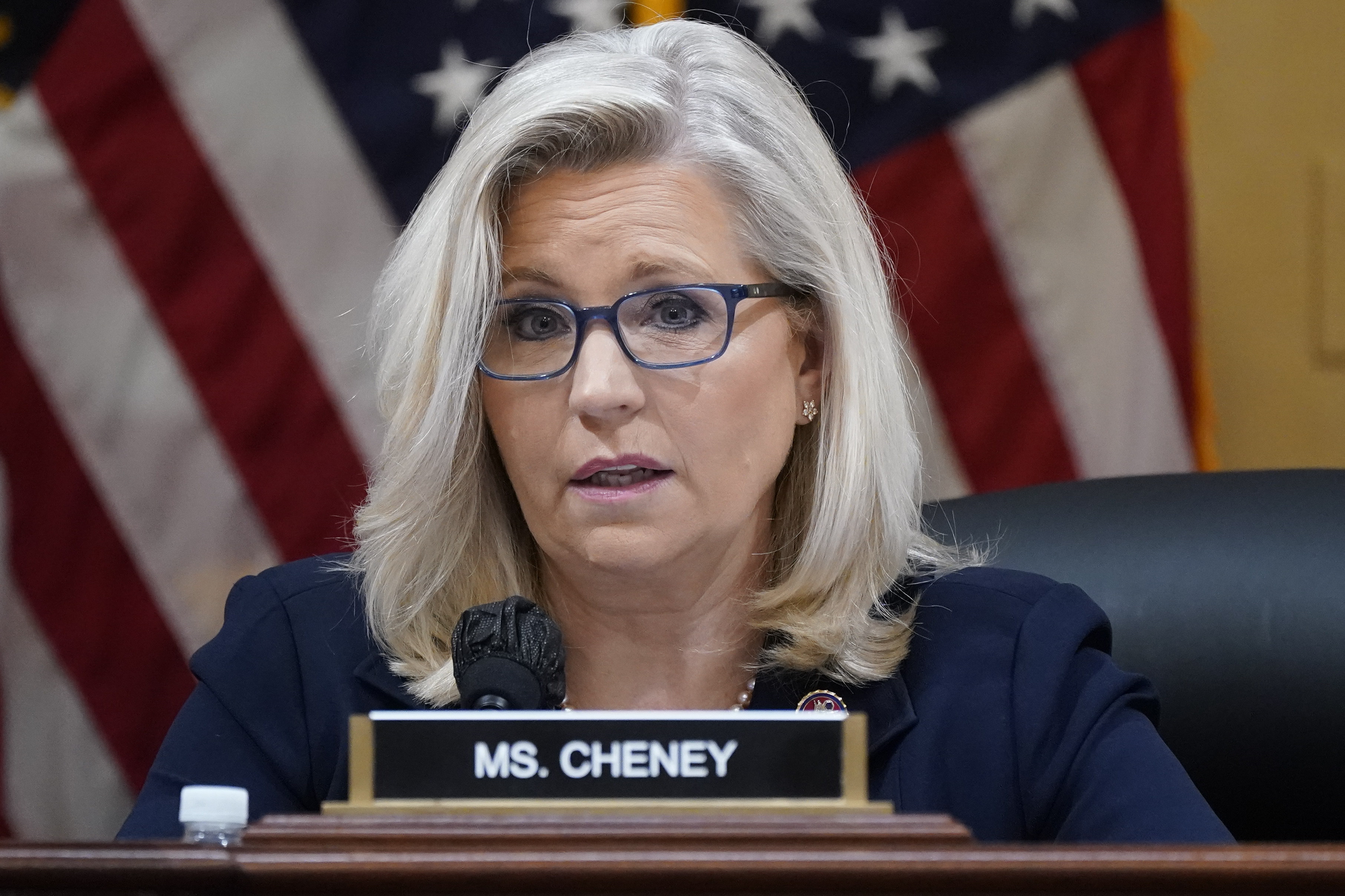 Vice Chair Liz Cheney, R-Wyo., speaks as the House select committee investigating the Jan. 6 attack on the U.S. Capitol holds a hearing at the Capitol in Washington, Tuesday.