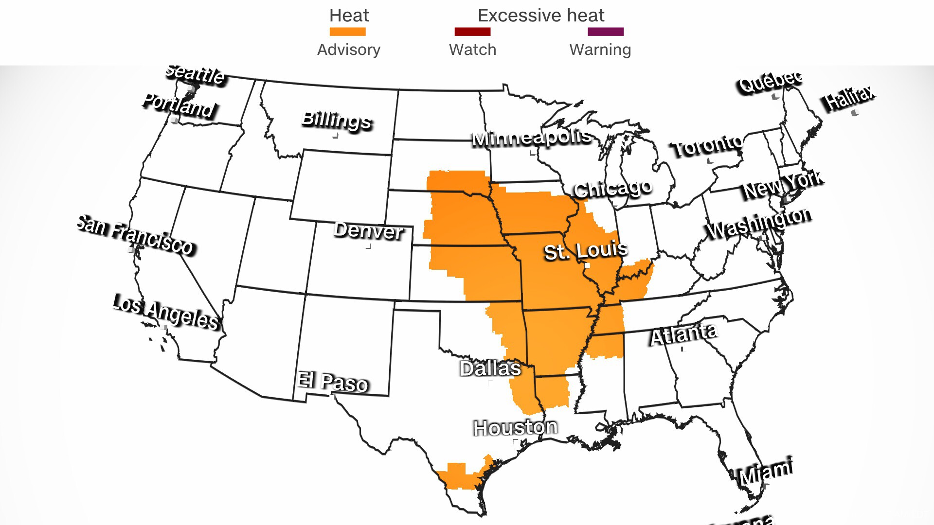 Nearly 30 million people in more than a dozen states are under a heat advisory.