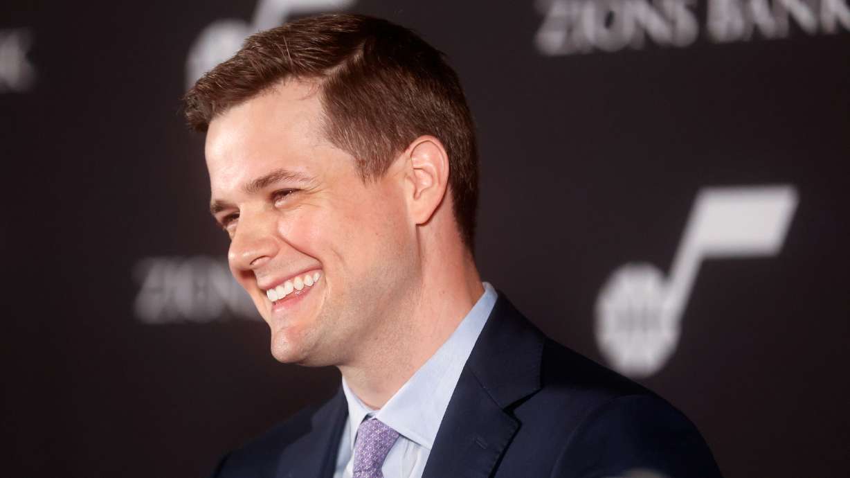 New Utah Jazz head coach Will Hardy speaks during a press conference held to introduce him at Vivint Arena in Salt Lake City on Tuesday, July 5, 2022.