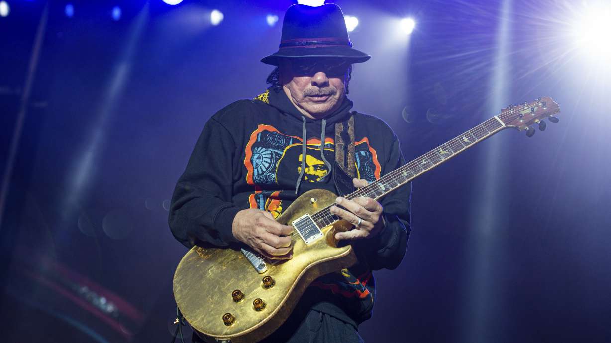 Carlos Santana performs at the BottleRock Napa Valley Music Festival in Napa, Calif., on May 26, 2019. Santana, 74, collapsed on stage during a show in Michigan and was rushed to a hospital Tuesday.