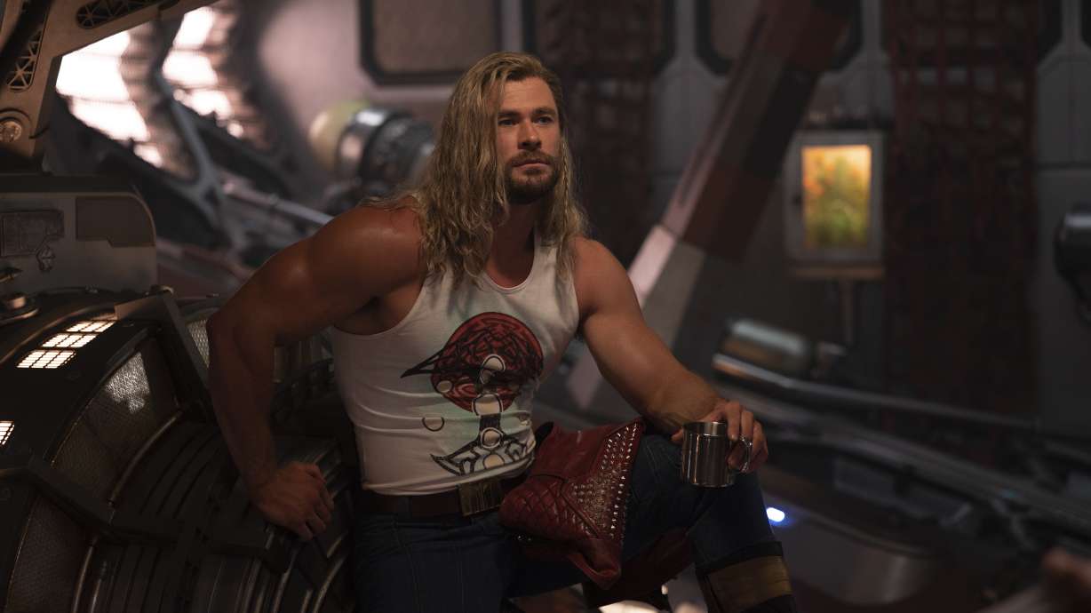 This image released by Marvel Studios shows Chris Hemsworth in a scene from "Thor: Love and Thunder."