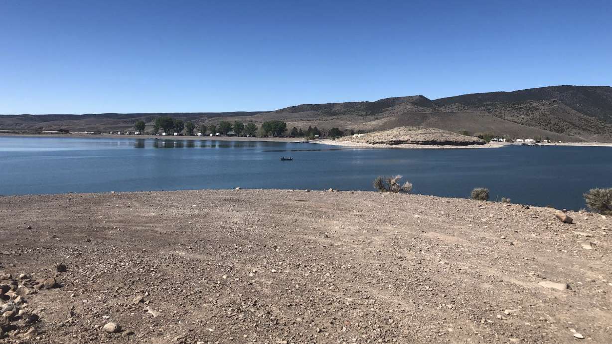 A photo of Otter Creek Reservoir in Piute County taken in May 2021. The reservoir, which is currently about 26% full, is one of five lakes or reservoirs where fishing limits are now increased because of low water levels.