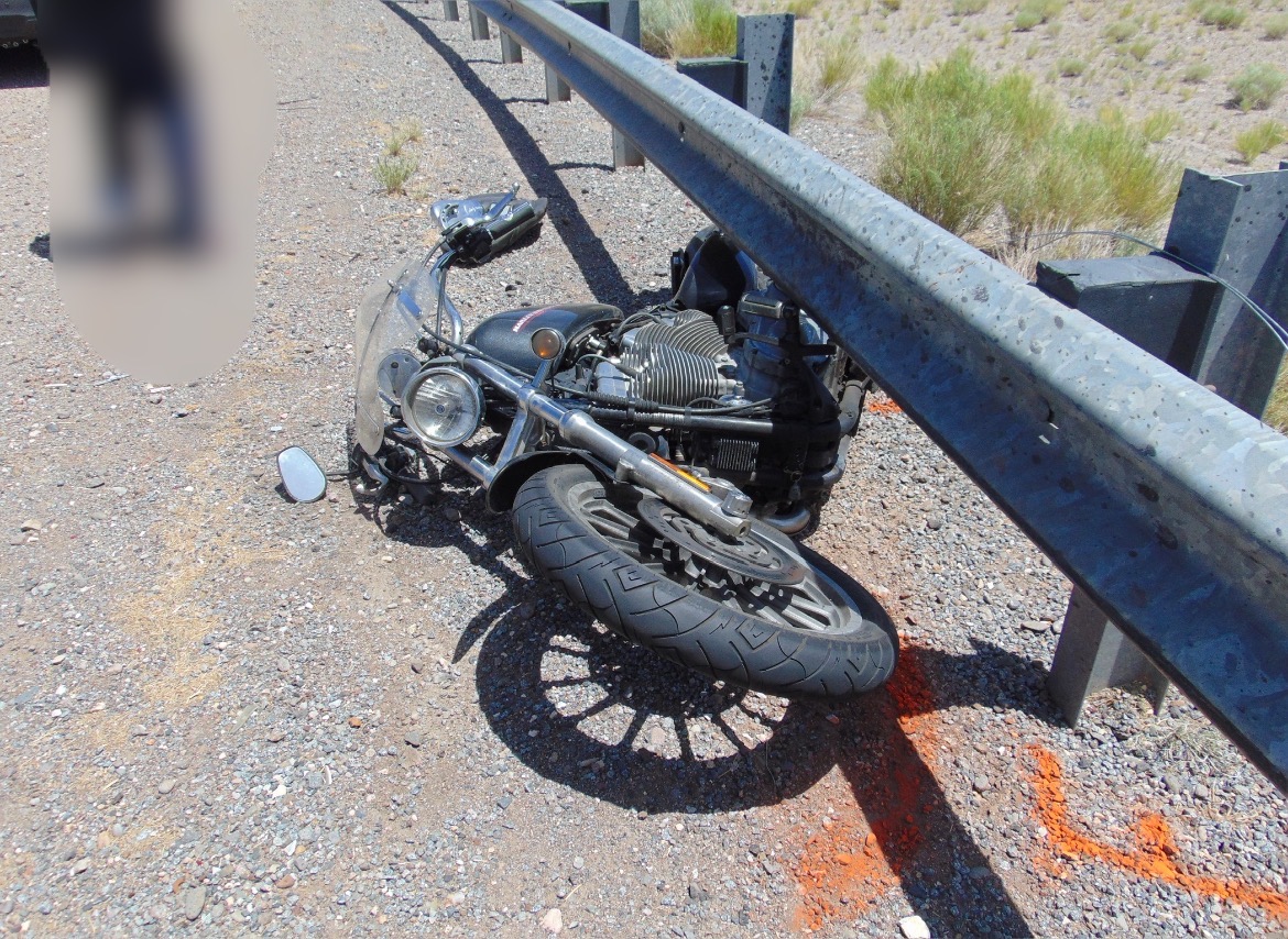 A female motorcyclist is dead after hitting a guardrail Friday afternoon on state Route 20 in Iron County on Friday afternoon, police said.