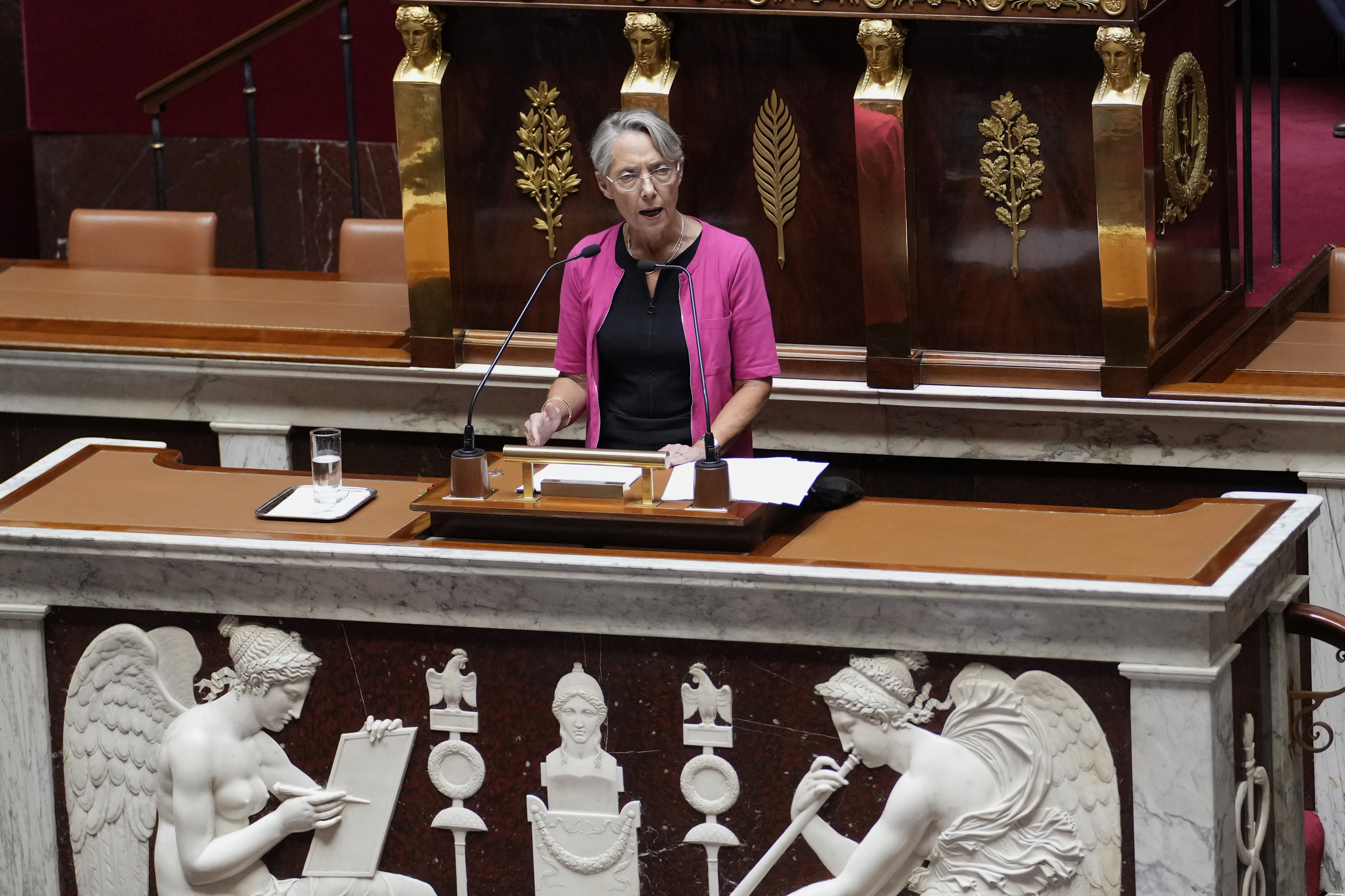 French Prime Minister Elisabeth Borne delivers a speech at the National Assembly, in Paris, France, July 6. Borne has expressed concern over the potential spill-over of the Supreme Court's decision to recriminalize abortion into Europe.