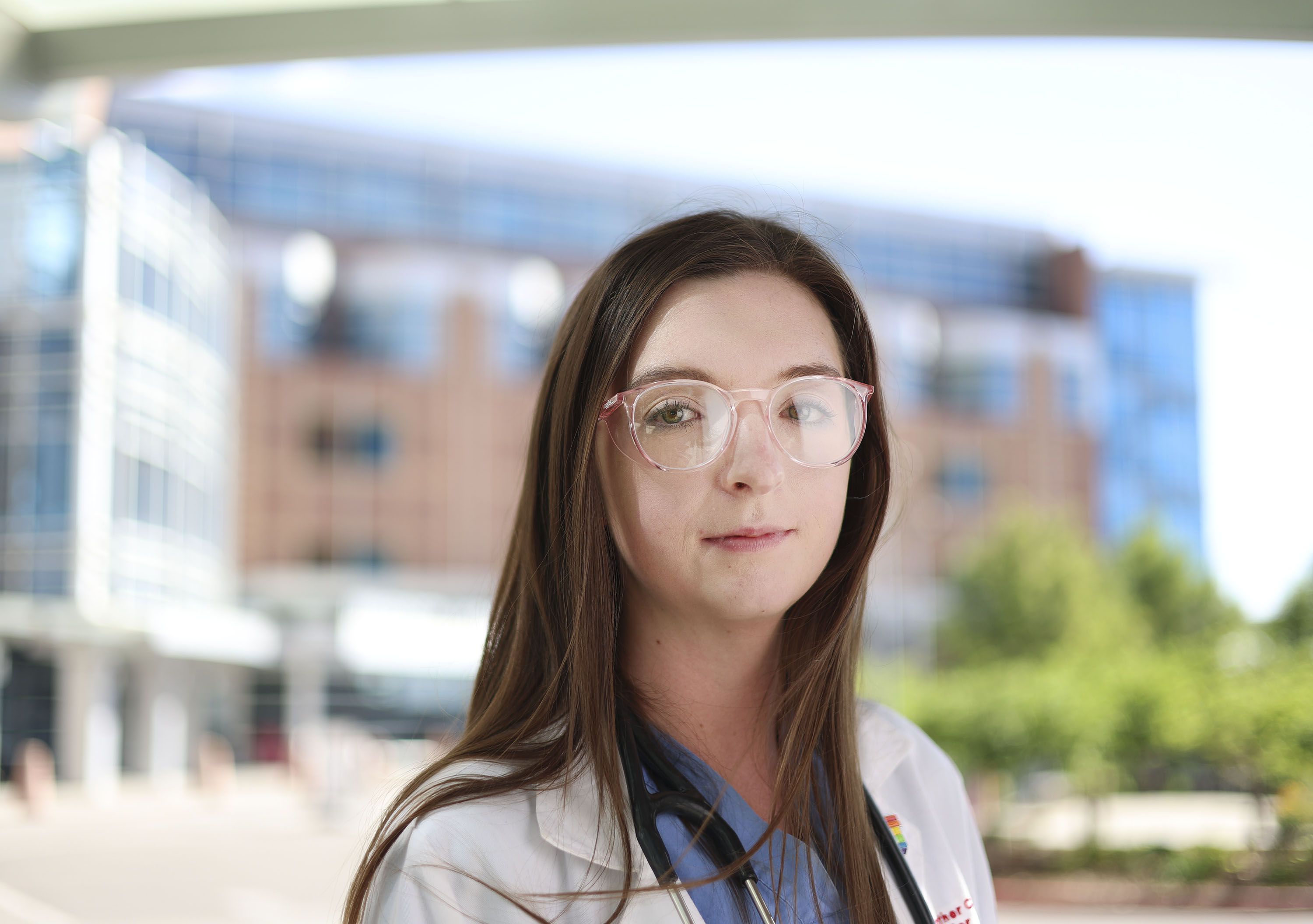 Heather Cummins, a University of Utah medical student, is photographed at the U. hospital in Salt Lake City on July 6. With new abortion restrictions in Utah comes concern about how they will affect training for OB-GYNs and how many will ultimately choose to practice in the state.