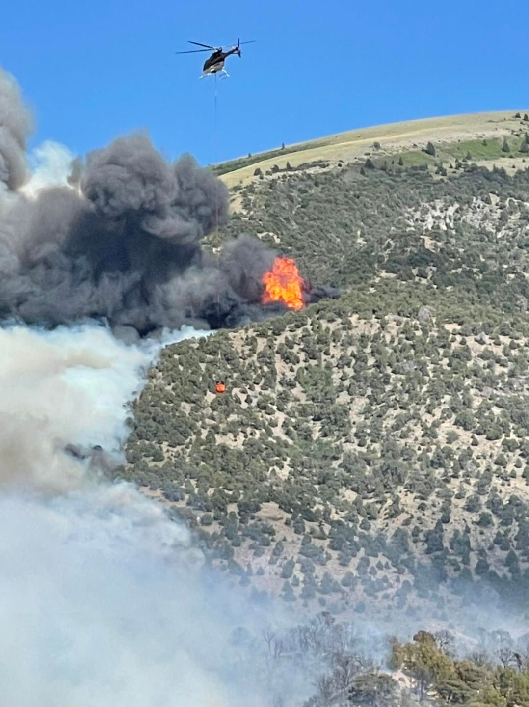 Ground crews and air resources are working to control the fire within both Soldier Canyon and Dry Canyo near Stockton, Saturday.
