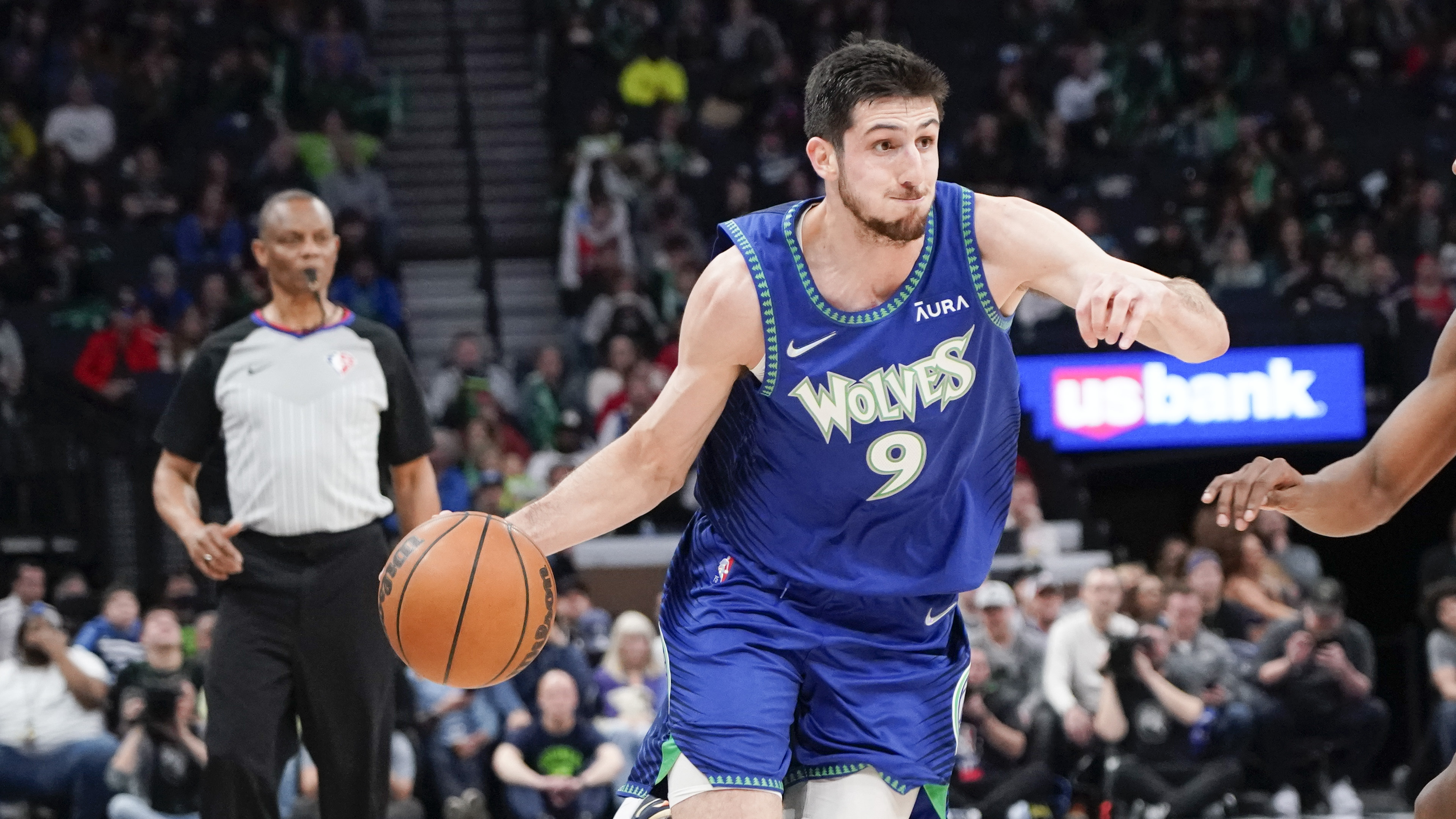 Leandro Bolmaro, who Utah acquired from Minnesota, made his Jazz Summer League debut on Saturday. 