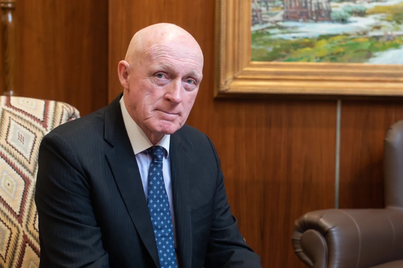 Arizona Speaker of the House Rusty Bowers is photographed in a lounge outside of the Arizona House of Representatives chamber floor at the state Capitol in Phoenix on March 2. The painting in the background is one Bowers painted.