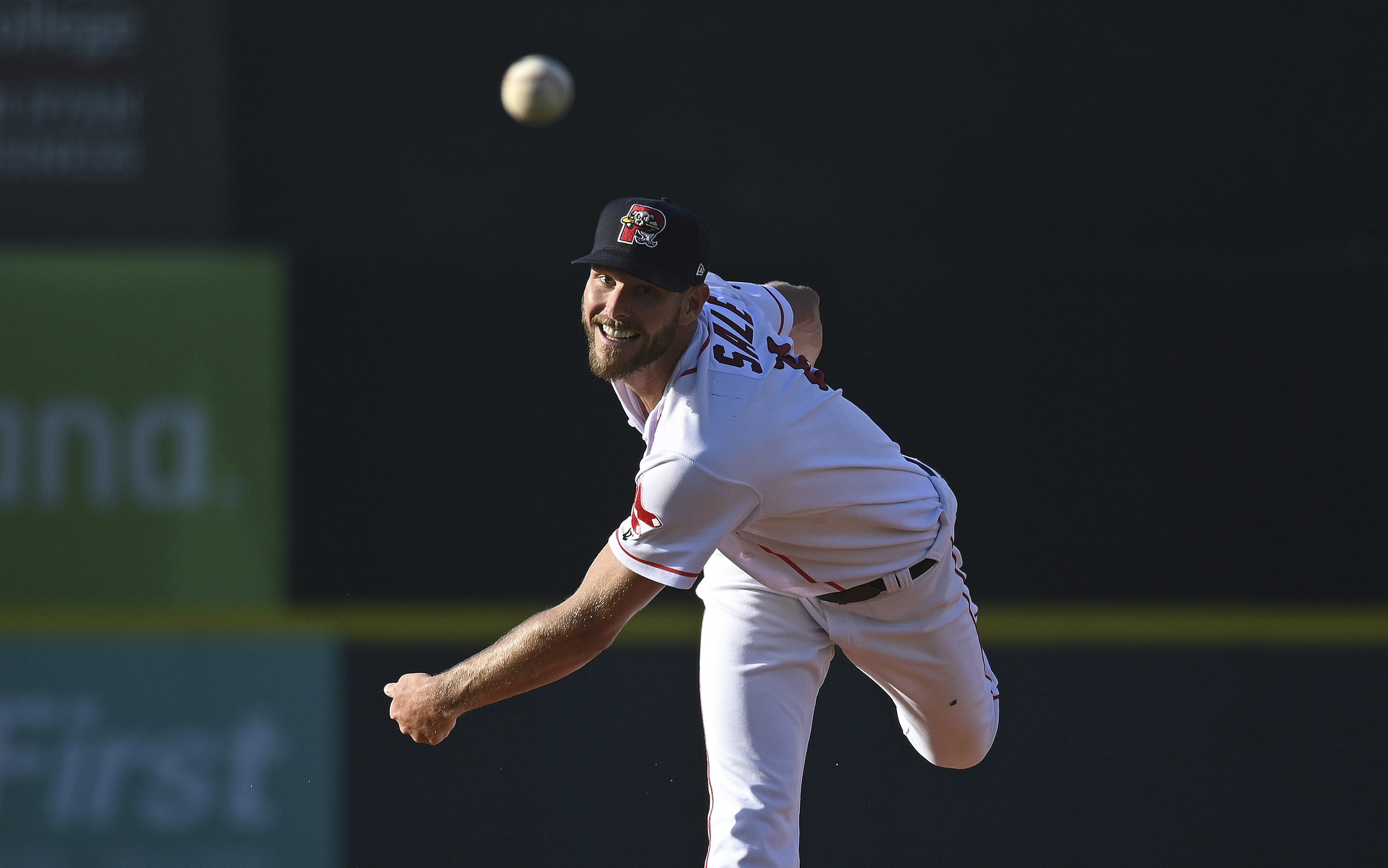 Boston Red Sox's Chris Sale pitches for the Portland Sea Dogs against the New Hampshire Fisher Cats during a baseball game Thursday, June 30, 2022, in Portland, Maine. 