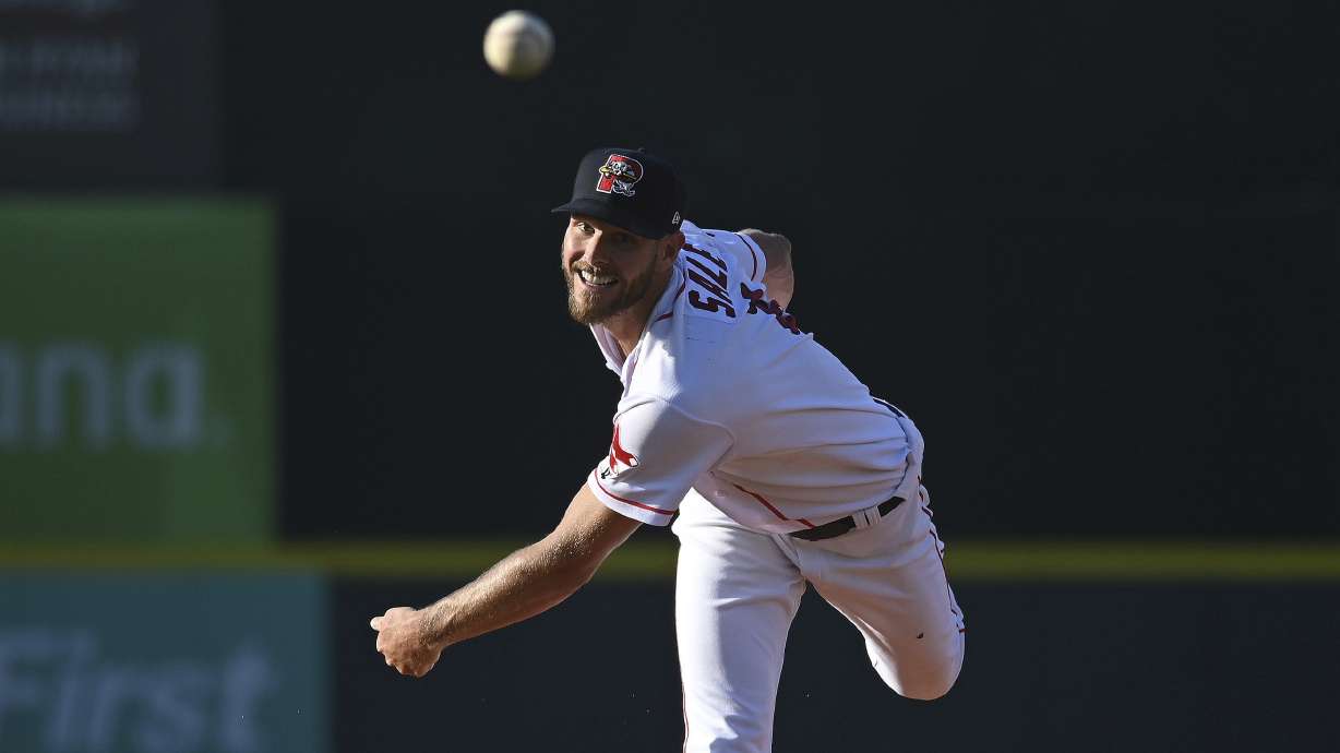 Boston Red Sox's Chris Sale pitches for the Portland Sea Dogs against the New Hampshire Fisher Cats during a baseball game Thursday, June 30, 2022, in Portland, Maine.