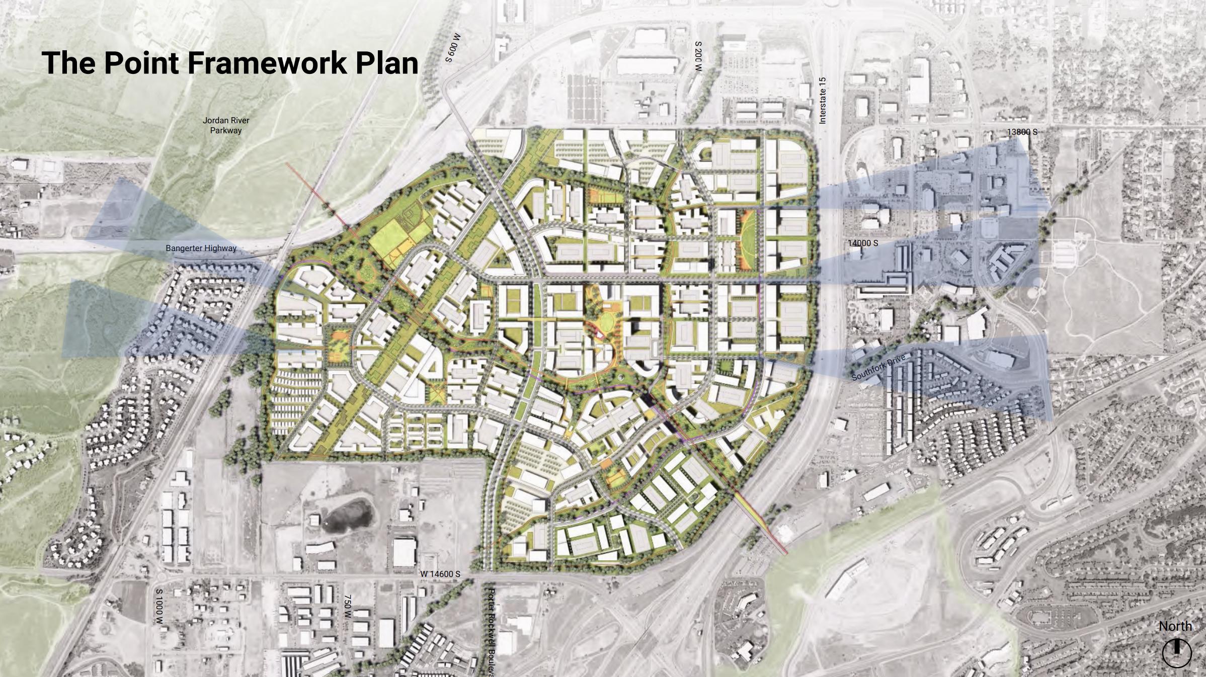 A rendering shows the outline of The Point framework plan.What was once the site of the Utah State Prison is now being touted as one of the "great economic and quality of life opportunities" in the history of the Beehive State and on Tuesday, leaders behind the project unveiled its next steps.