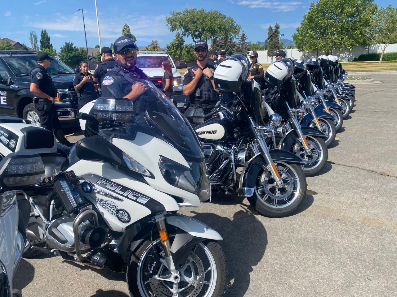 A multiagency motor squad getting ready for traffic enforcement before July 4 weekend.