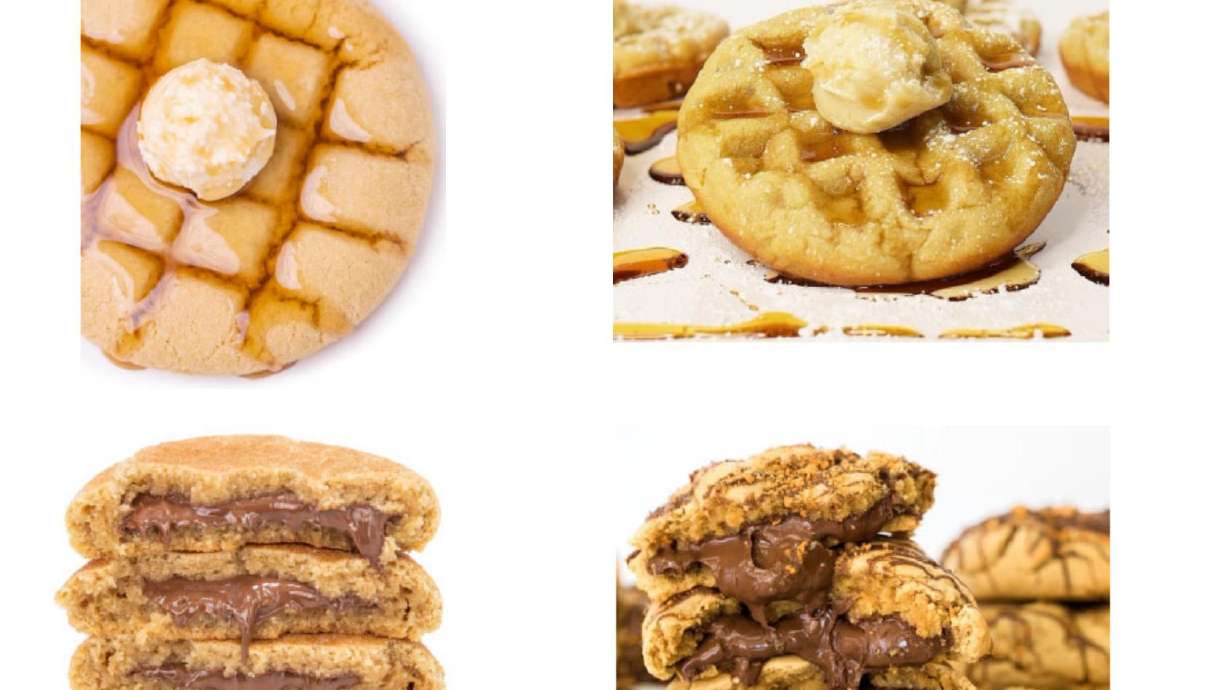 A composite image of cookies Crumbl owners believe Crave copied is included in the 2022 lawsuit filed by Crumbl. Another cookie company, Dirty Dough, now claims Crumbl's lawsuit against it is causing the company financial harm.