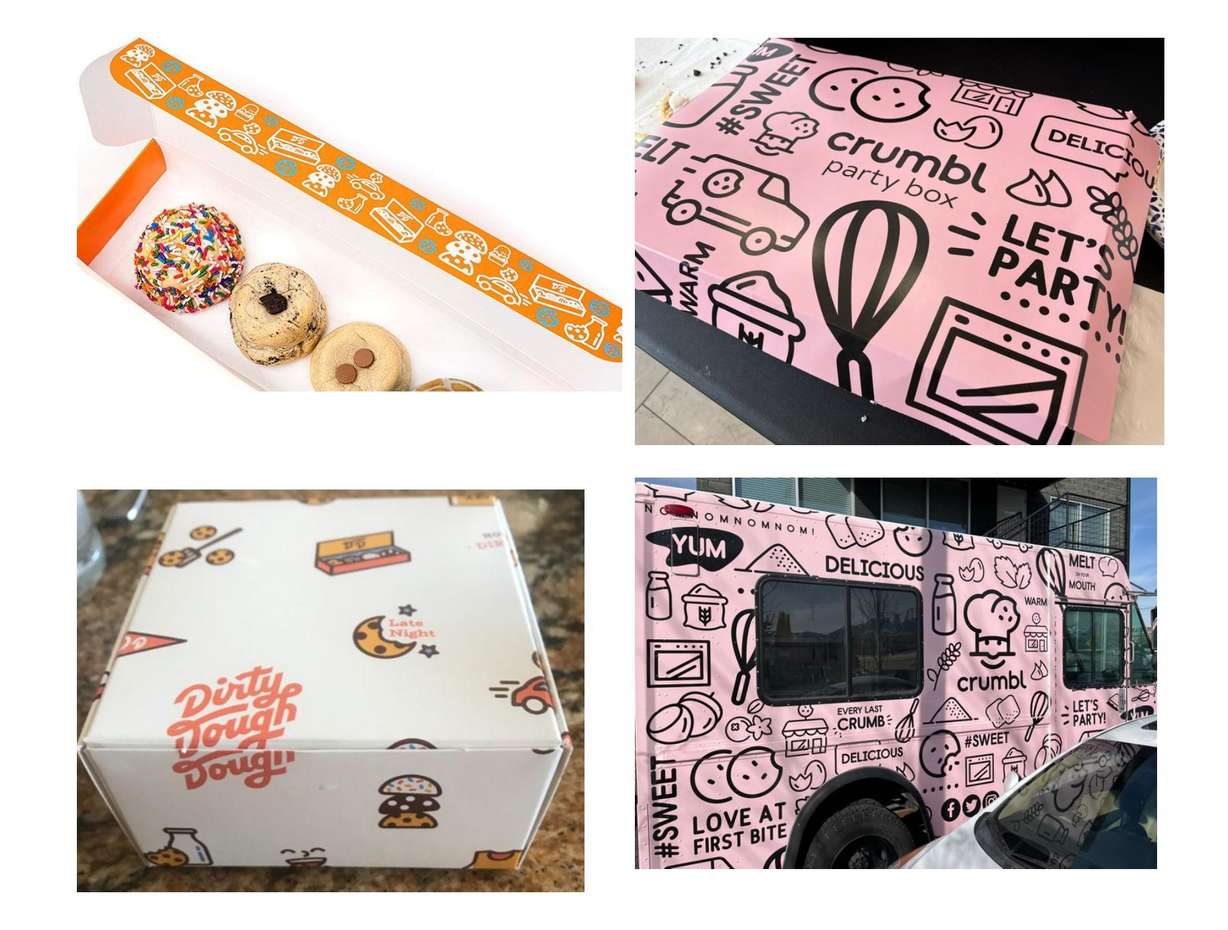 This screenshot from Crumbl's lawsuit against Dirty Dough shows packaging that Crumbl believes Dirty Dough copied from them.