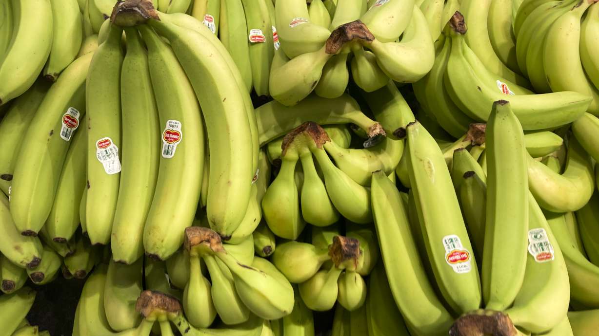 Bananas are displayed at a grocery store in Philadelphia, Tuesday.