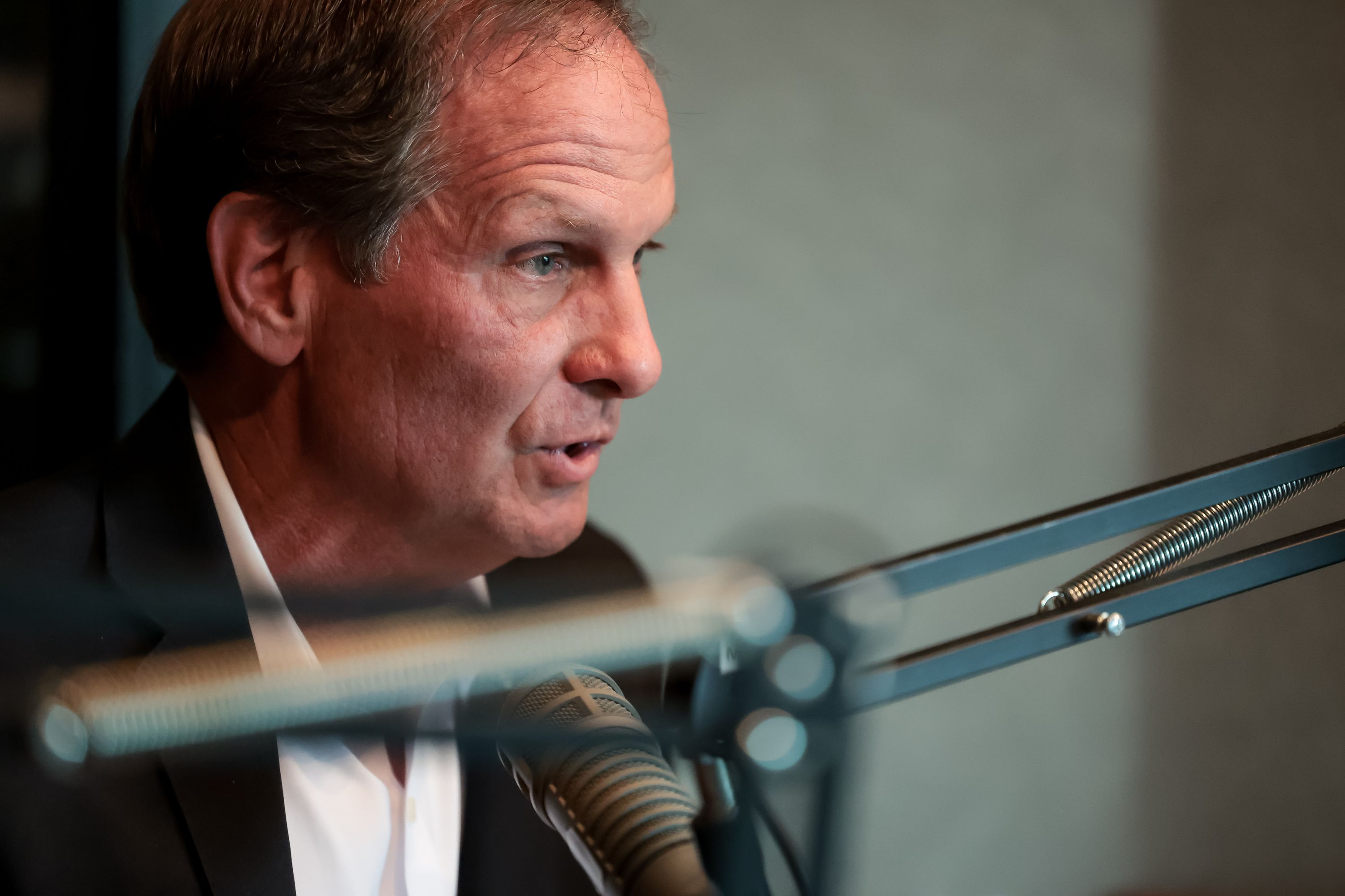 Incumbent Rep. Chris Stewart, R-Utah, debates GOP primary challenger Erin Rider at KNRS radio in Salt Lake City on May 31.  Stewart sponsored a bill in 2020 that designates 988 as a new national suicide prevention and mental health hotline. The phone number will go live Saturday.