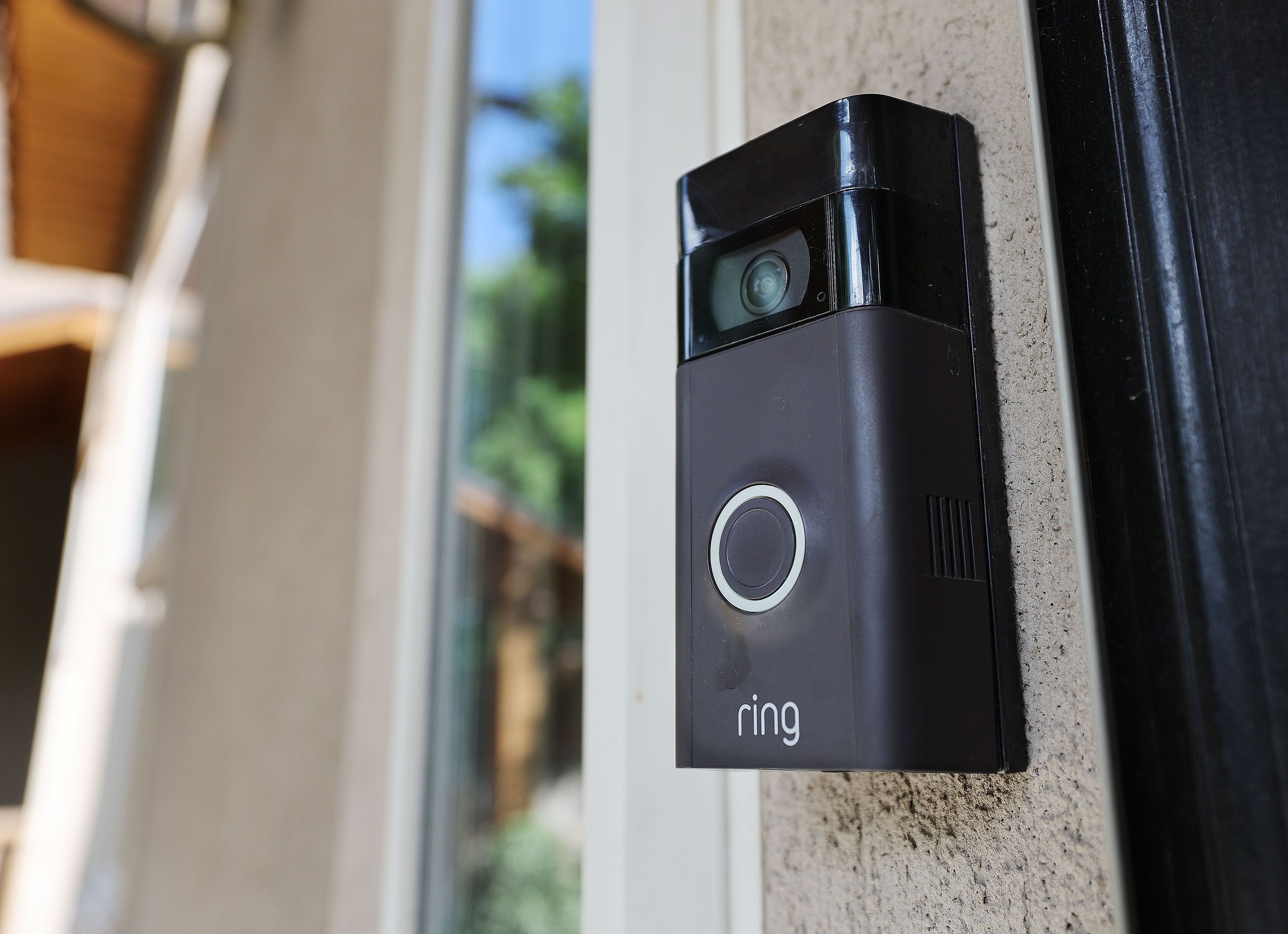 A Ring doorbell on a home in Cottonwood Heights is pictured on Wednesday. Amazon gave Ring video footage to police without owners’ consent at least 11 times so far this year, according to findings in an inquiry from Sen. Edward Markey, D-Mass.