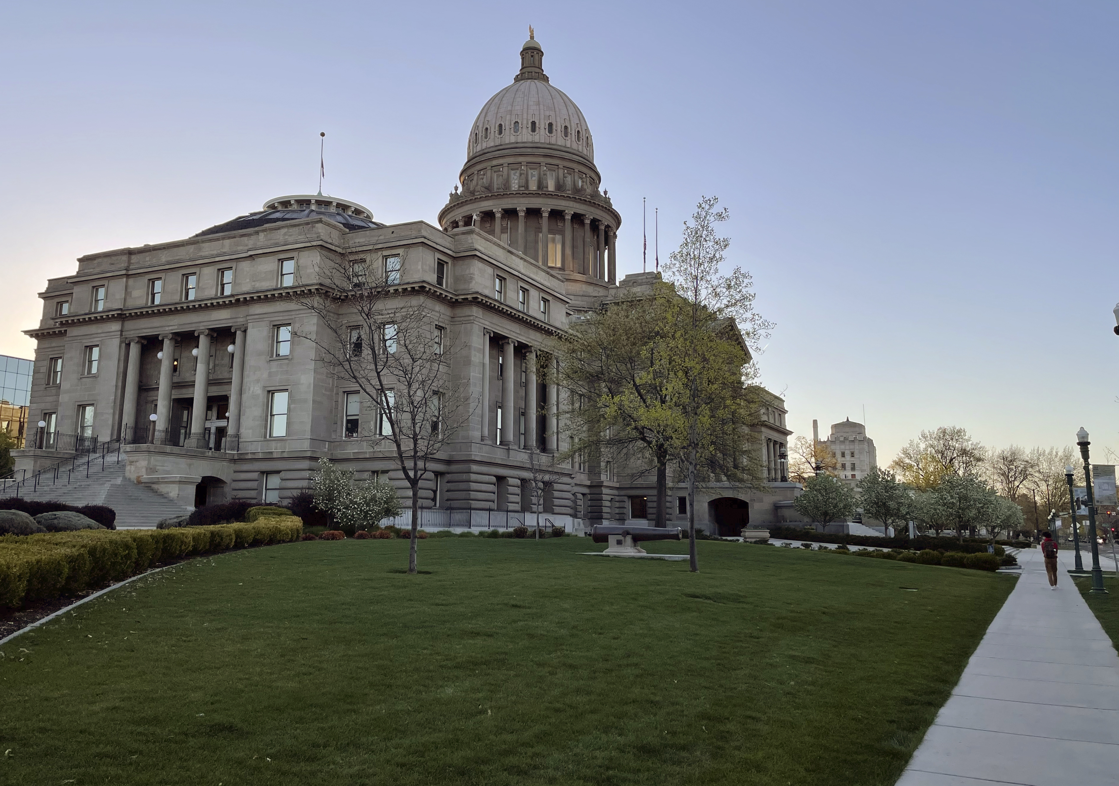 The Idaho Statehouse is seen at sunrise on April 20, 2021, in Boise. A regional Planned Parenthood organization has filed a third lawsuit over Idaho's anti-abortion laws and the latest targets the state's ban on abortion for pregnancies beyond six weeks.