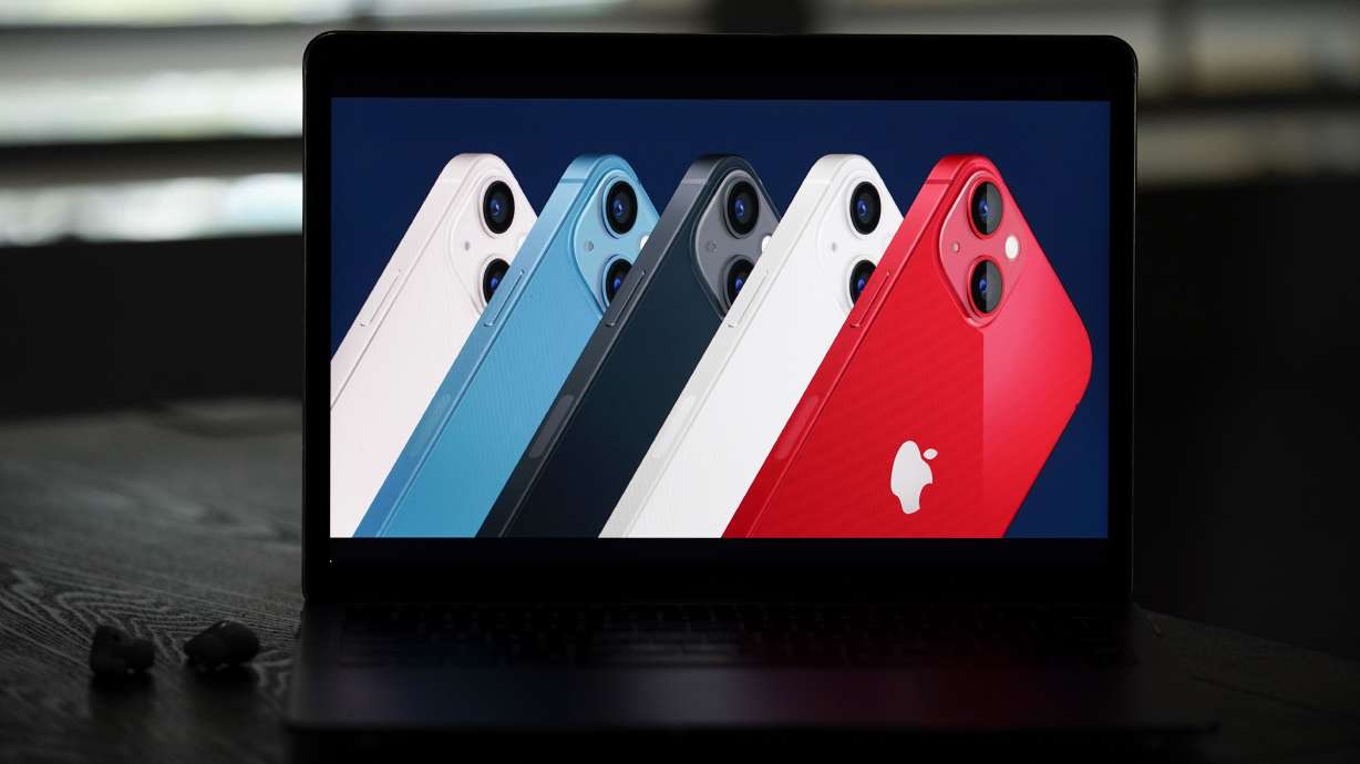 Seen on the screen of a device in La Habra, Calif., new iPhone 13 smartphones are introduced during a virtual event held to announce new Apple products on Sept. 14, 2021. Will issues delay the release of the iPhone 14?