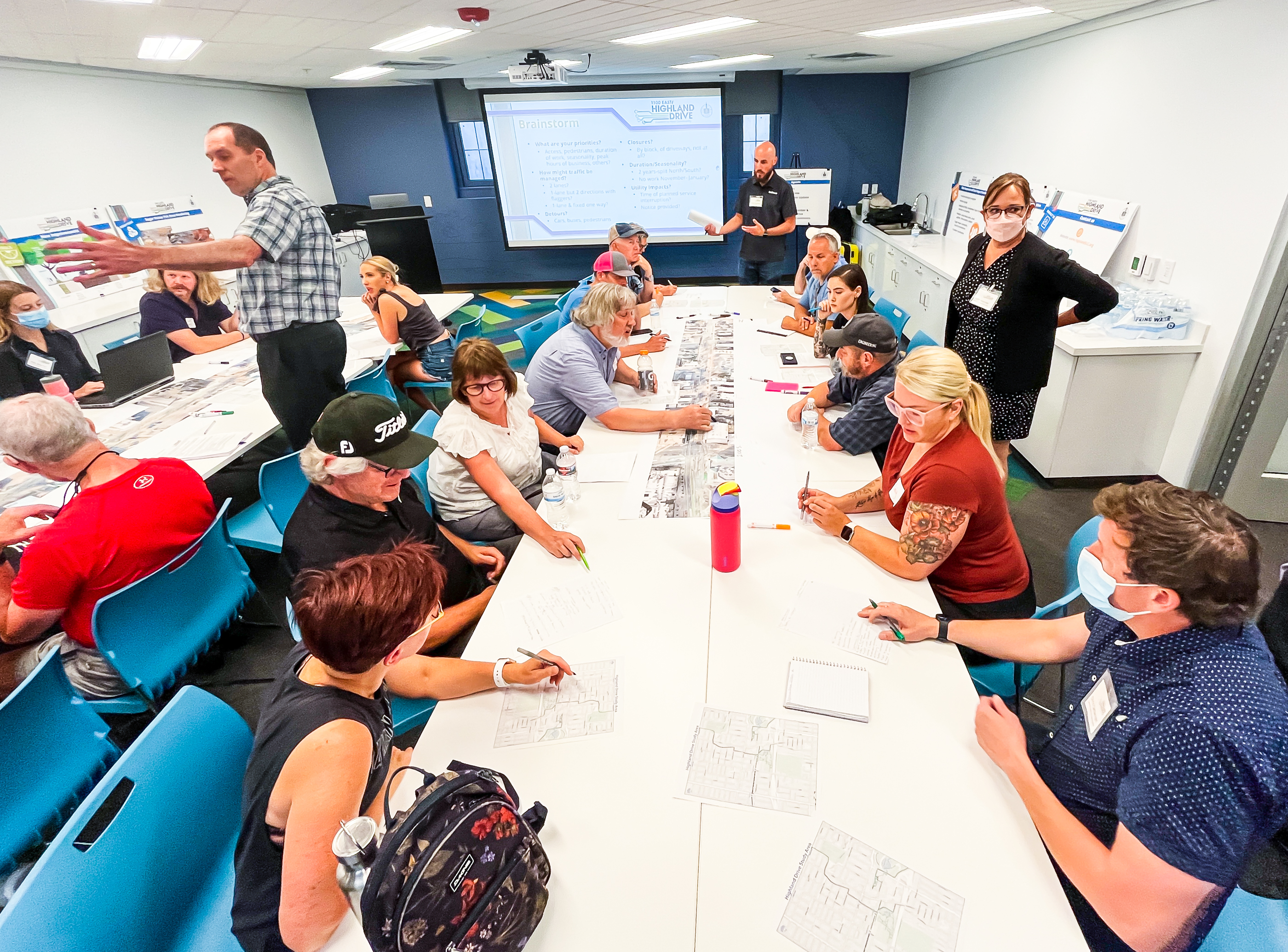 Business owners and residents who work or live along 1100 East or Highland Drive provide feedback to Salt Lake City planners during an open house meeting at the Sprague Branch Library on Wednesday evening.