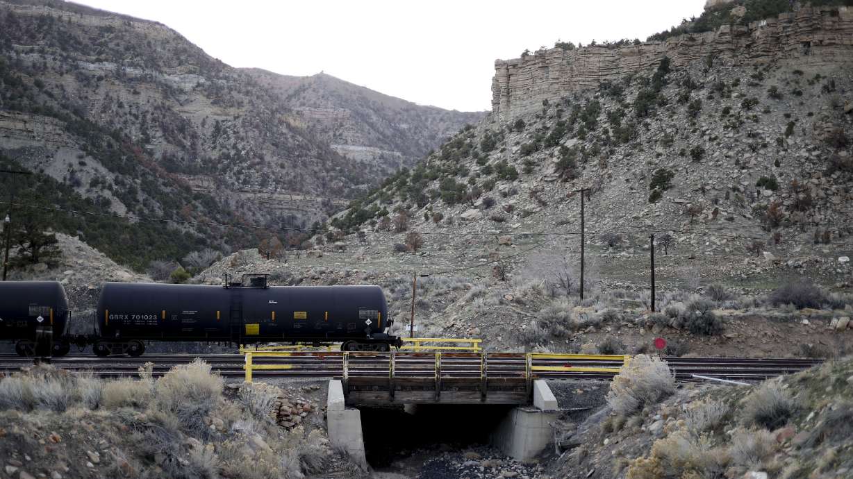 Oil cars are pictured in Price on April 3. The U.S. Forest Service on Thursday approved the use of about 12 miles of railway to be built through the Ashley National Forest for the Uinta Basin Railway.