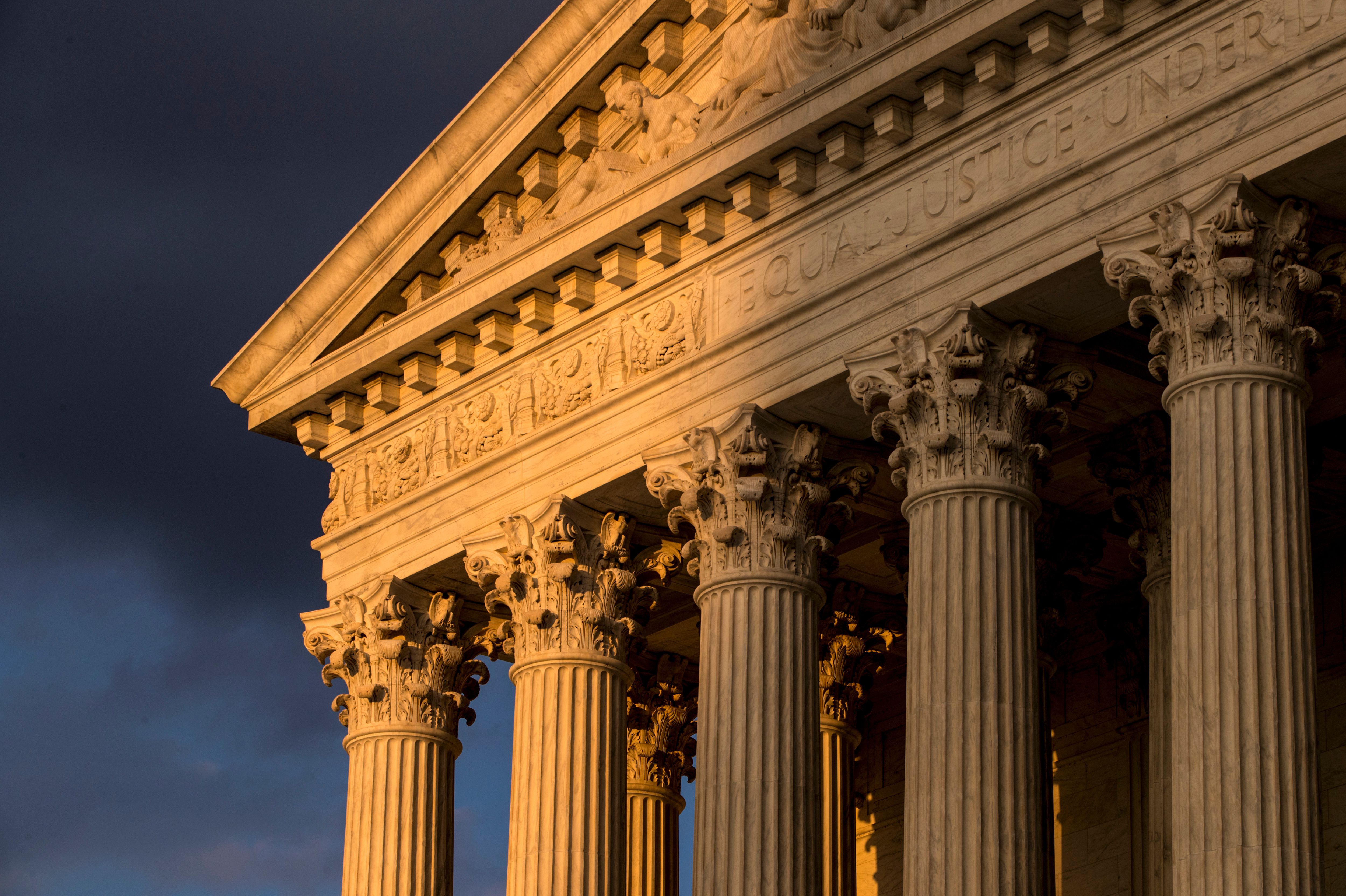 The Supreme Court in Washington is seen at sunset Oct. 10, 2017.