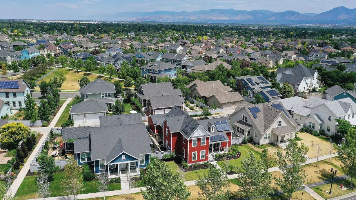 Homes line the horizon in Daybreak in South Jordan on Wednesday. The Federal Reserve’s war on inflation and higher mortgage interest rates have hit Utah’s Wasatch Front housing market — hard.