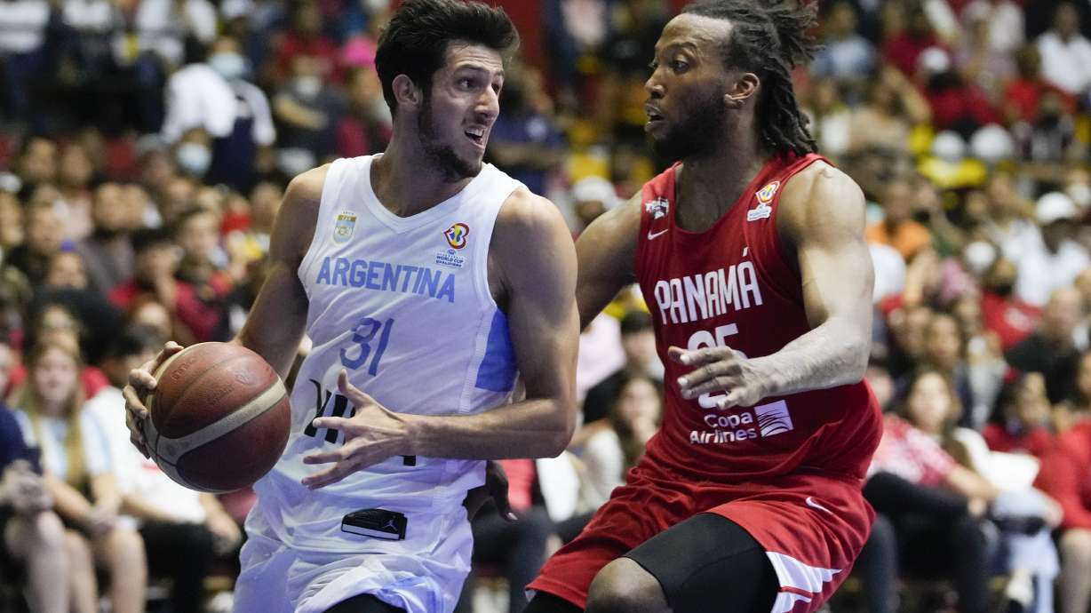 Utah's Leandro Bolmaro, seen here playing for the Argentina National Team, shined for the Jazz Friday at the Las Vegas Summer League.